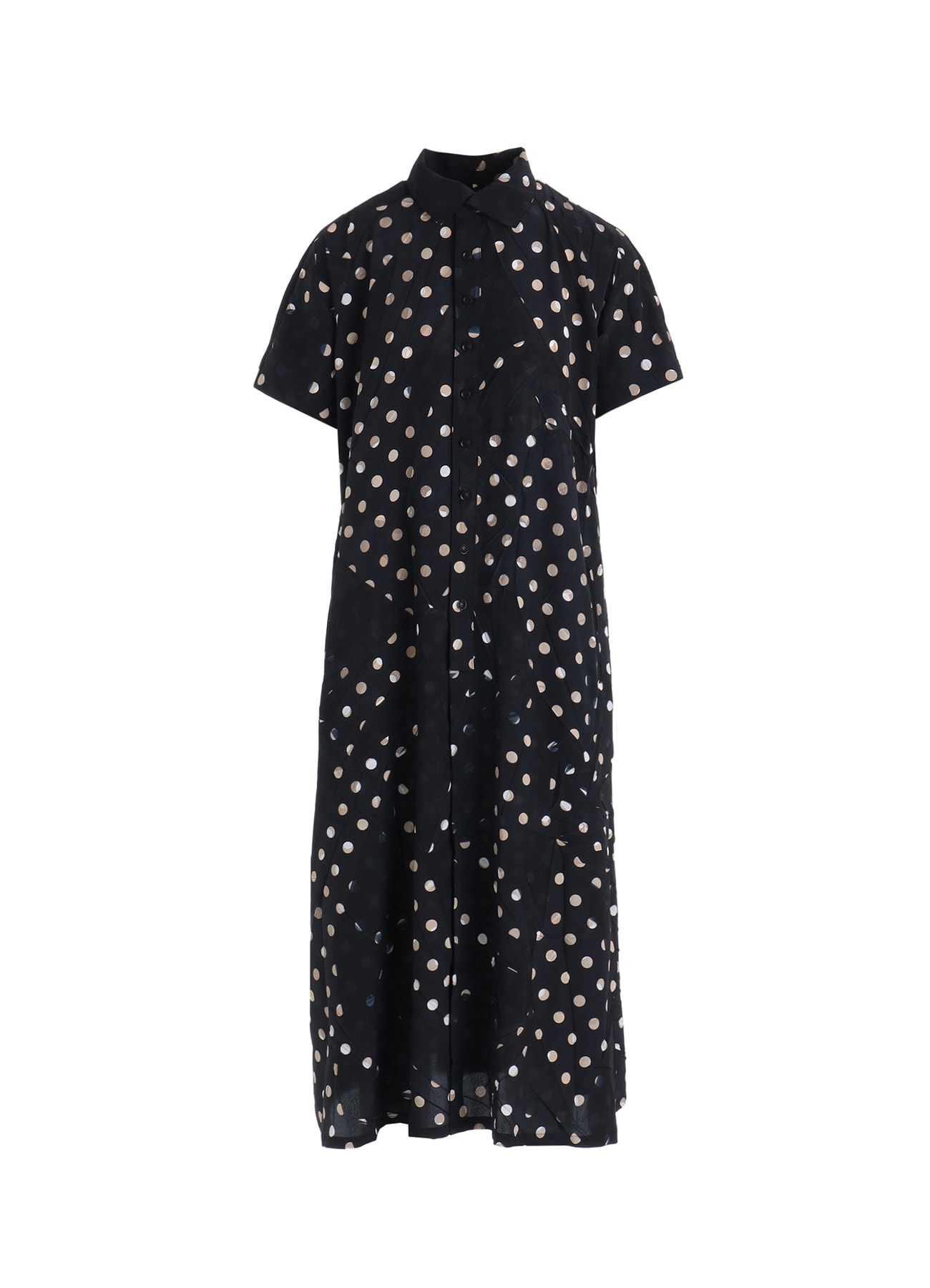 POLYESTER DECINE POLKA DOT PRINT SHIRT DRESS