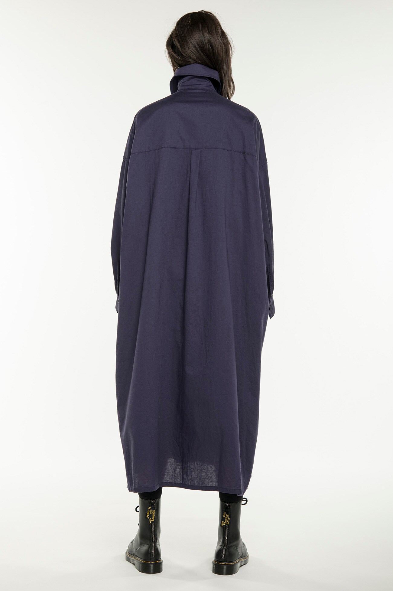 [Y's BORN PRODUCT]COTTON THIN TWILL STAND COLLAR BIG DRESS
