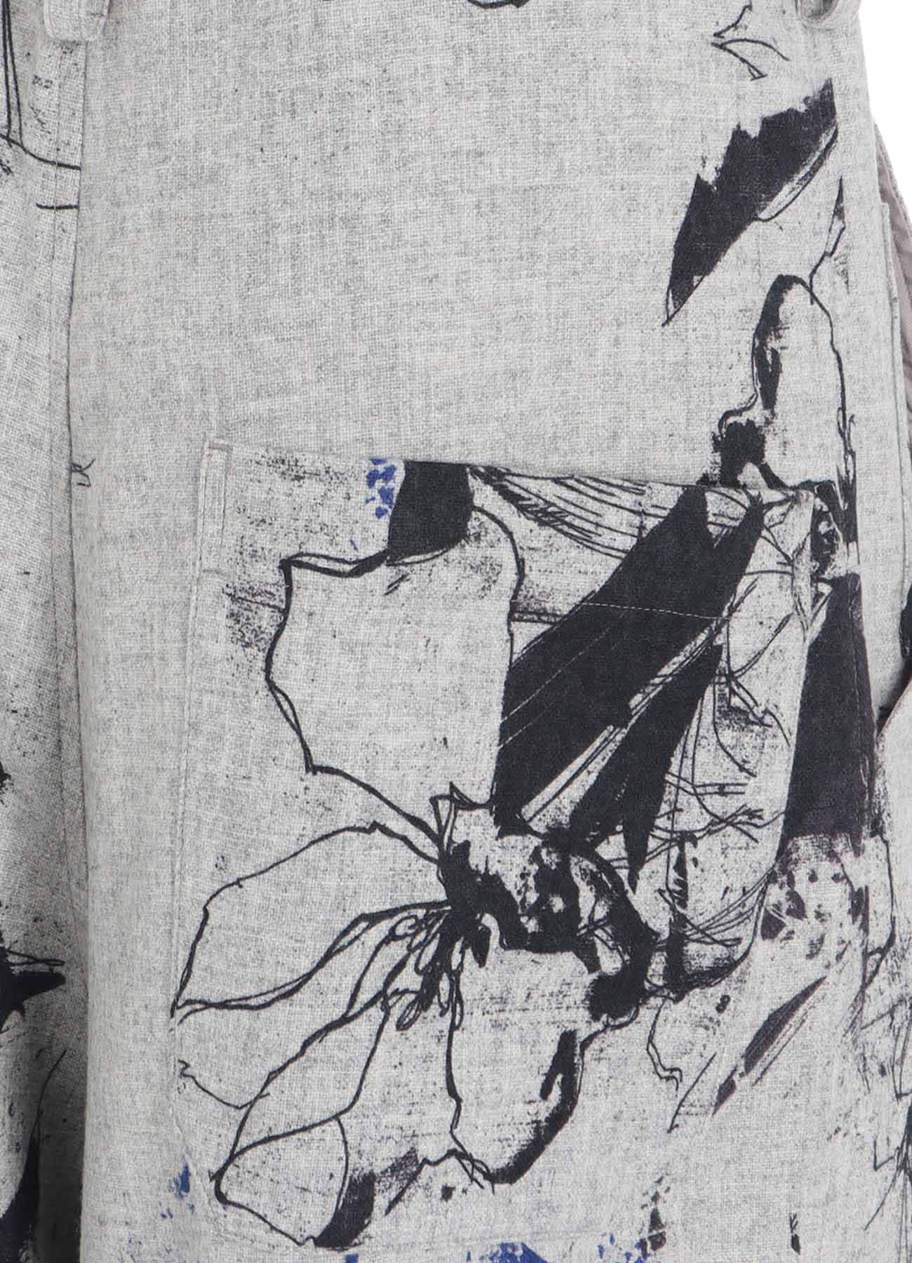 WOOL FLOWER PRINT PANTS