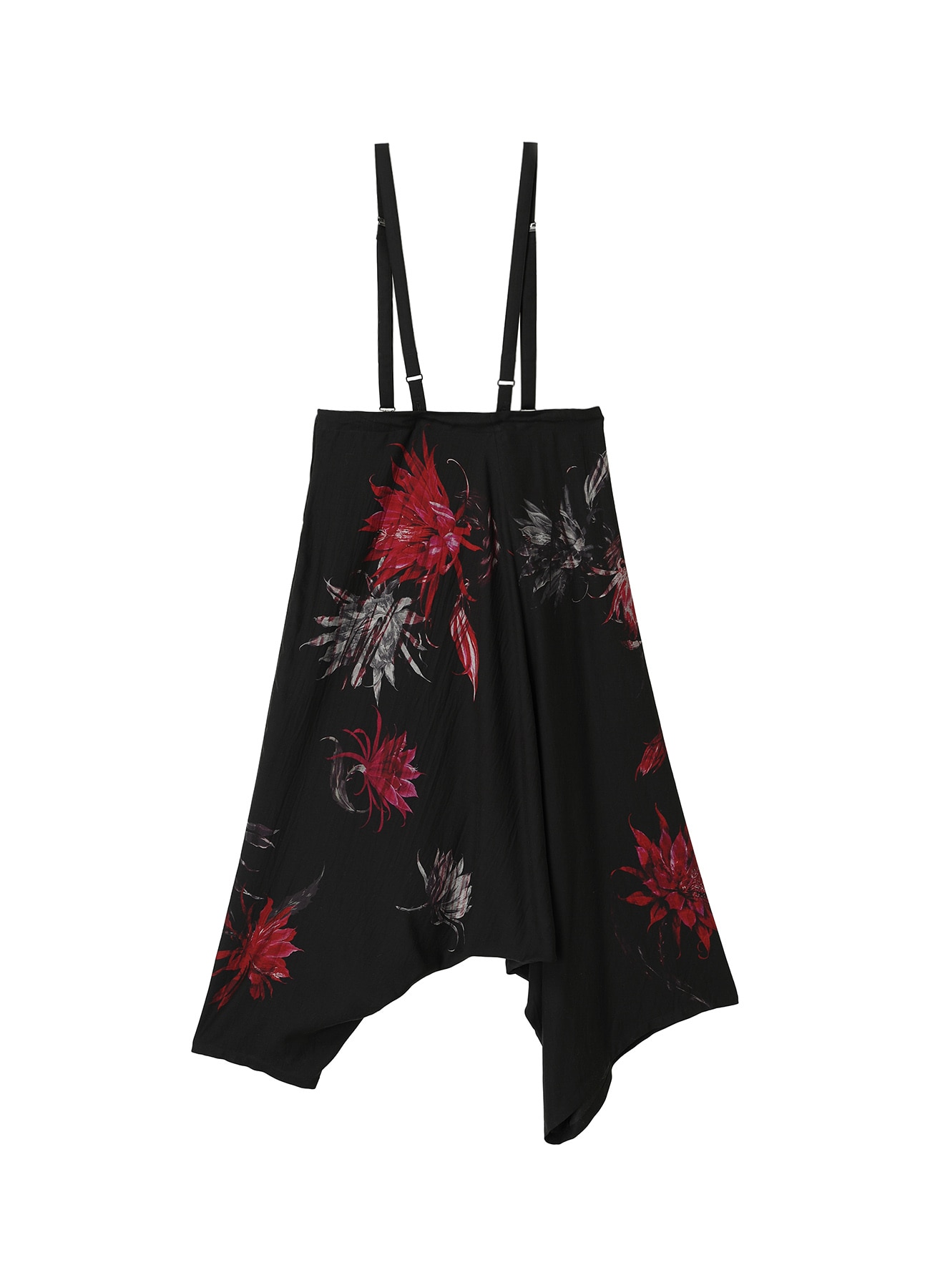 CUPRO DUNGAREE TWILL CACTUS FLOWER ASYMMETRIC PANTS