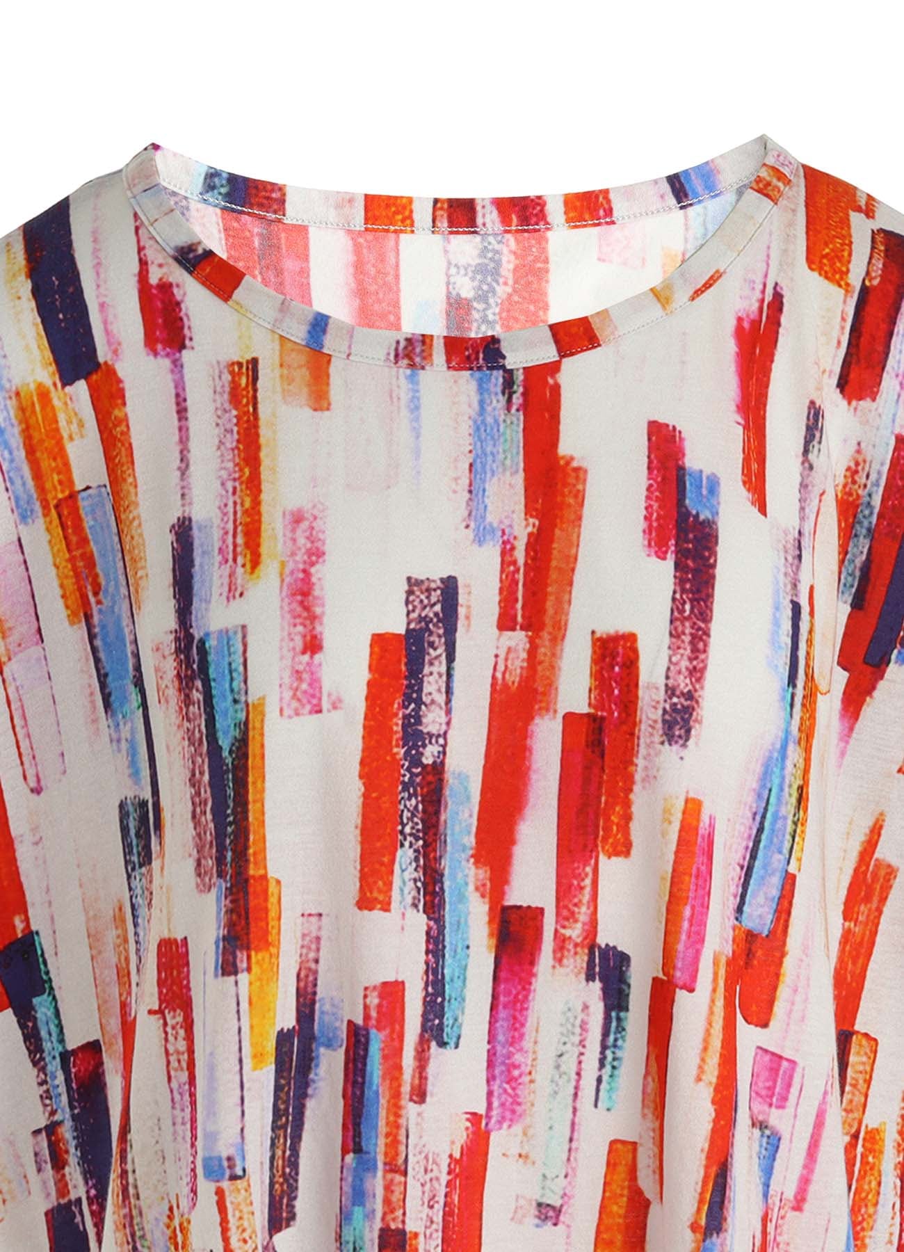 COTTON BRUSH STROKE SHORT SLEEVE CROPPED T