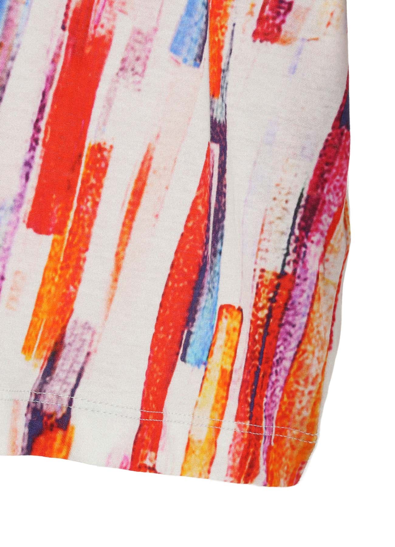 COTTON BRUSH STROKE SHORT SLEEVE CROPPED T