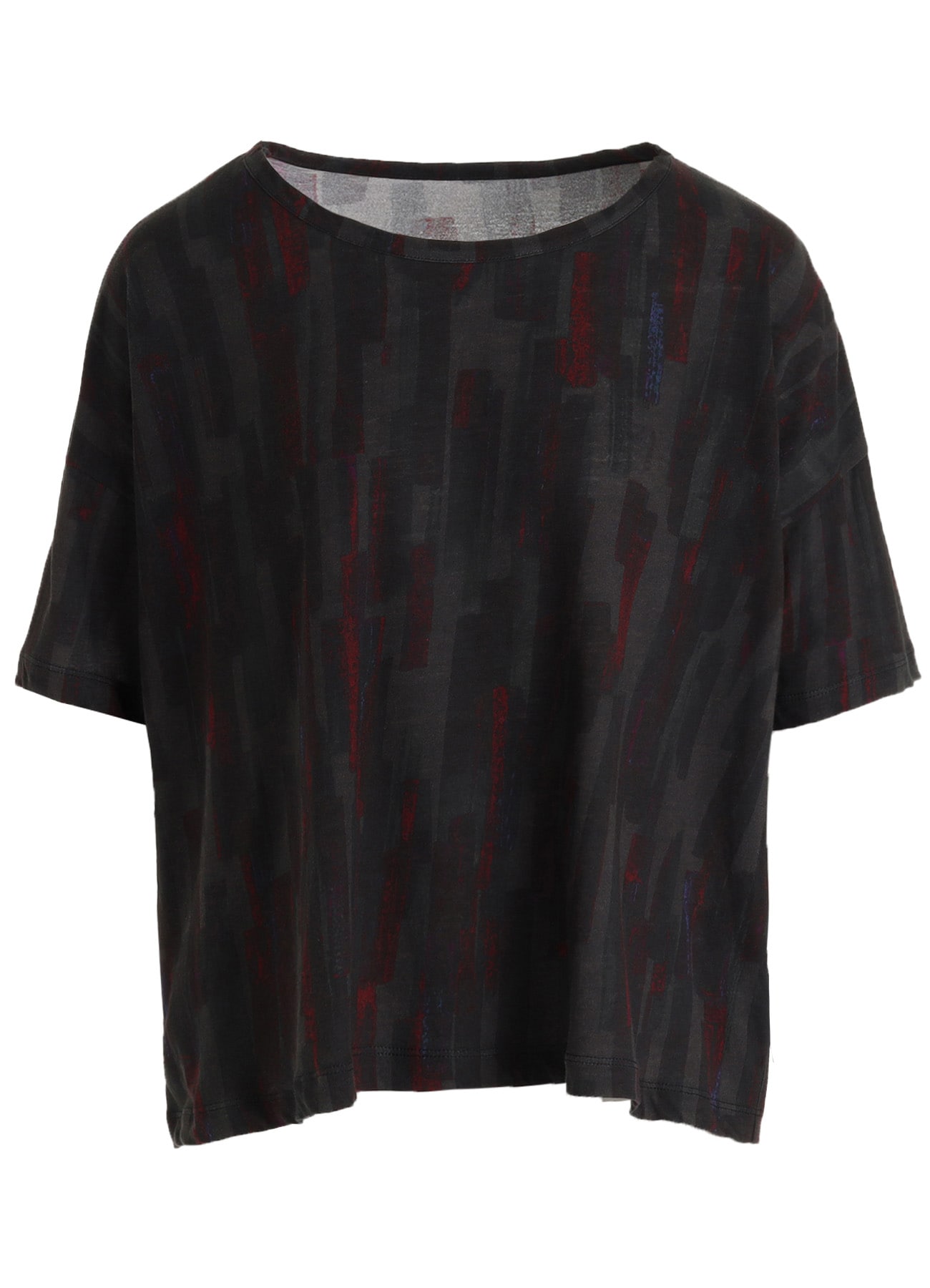 COTTON BRUSH STROKE SHORT SLEEVE CROPPED T