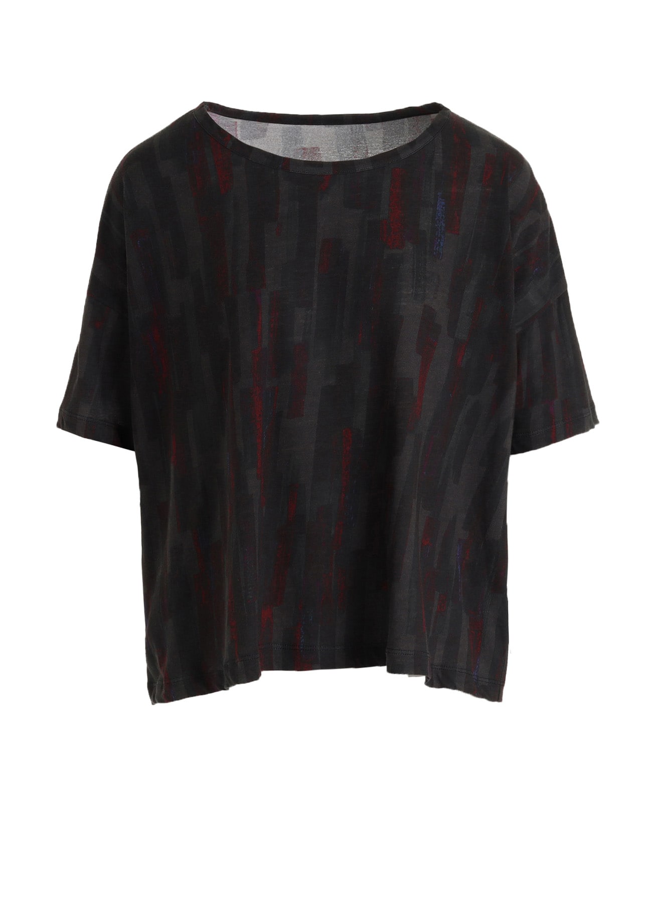 COTTON BRUSH STROKE SHORT SLEEVE CROPPED T