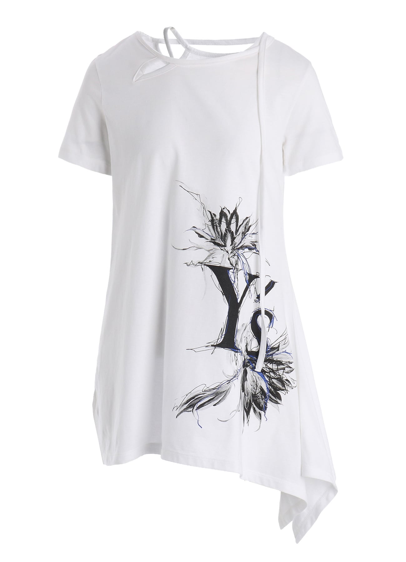 CACTUS FLOWER PRINT HALF SLEEVE DRAPE T