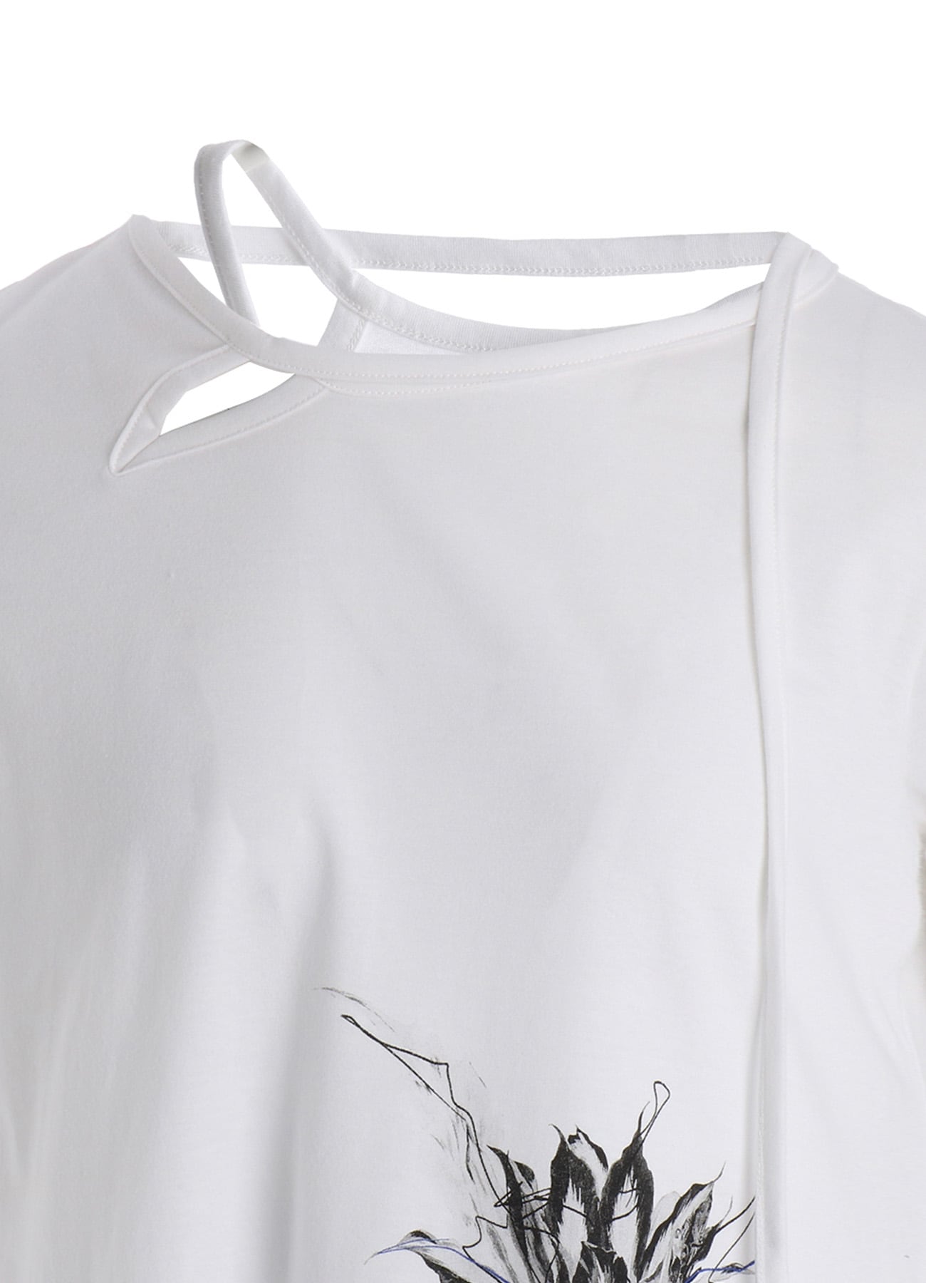 CACTUS FLOWER PRINT HALF SLEEVE DRAPE T