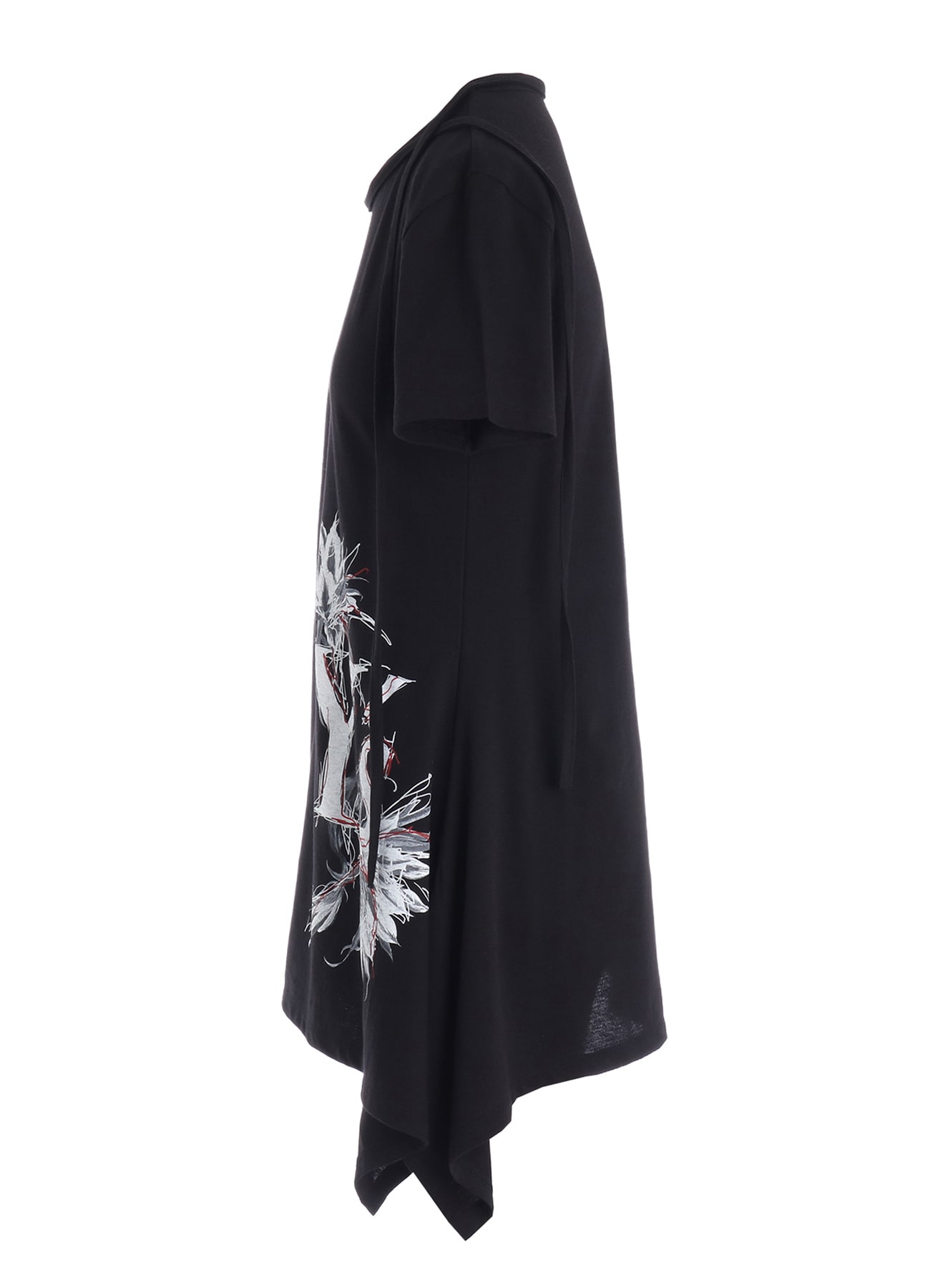 CACTUS FLOWER PRINT HALF SLEEVE DRAPE T