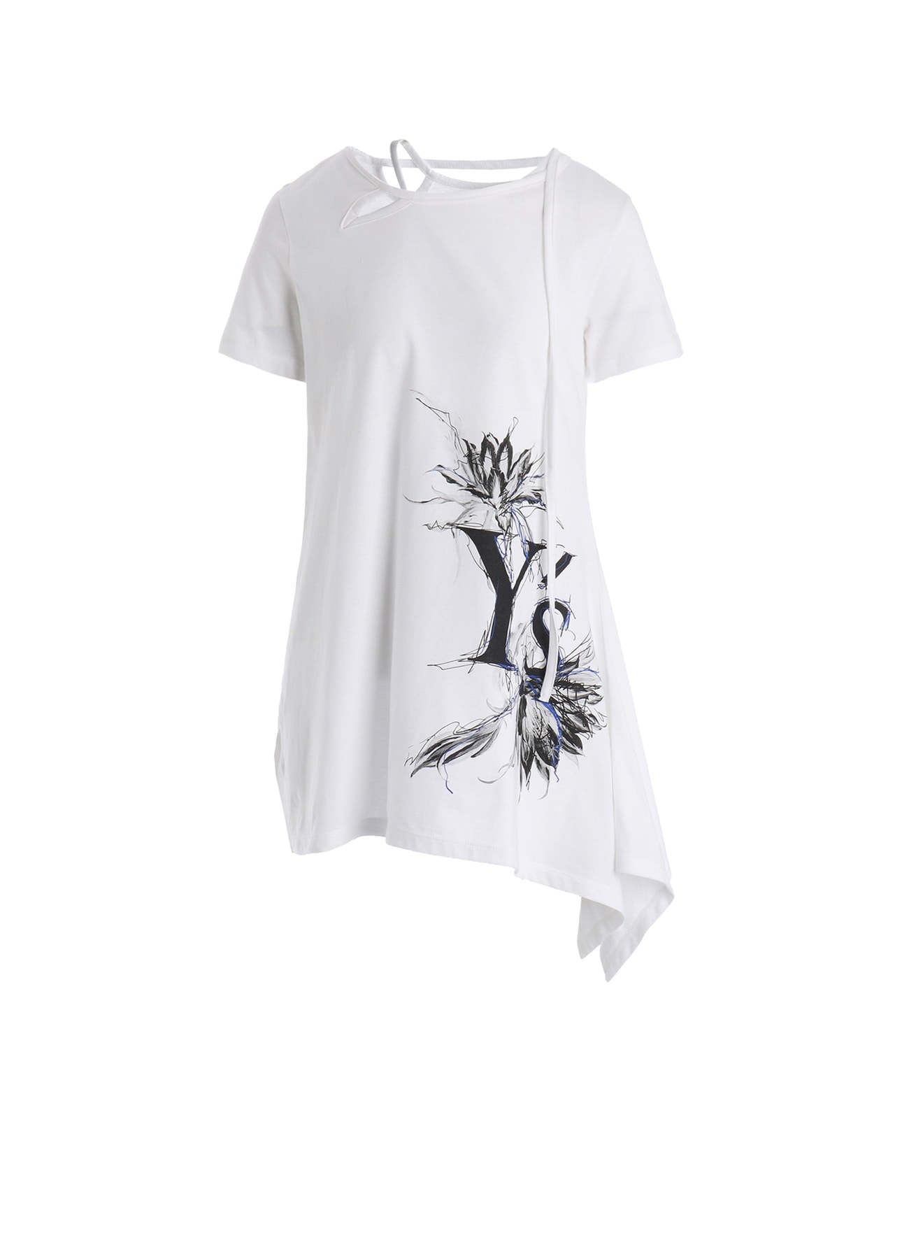 CACTUS FLOWER PRINT HALF SLEEVE DRAPE T