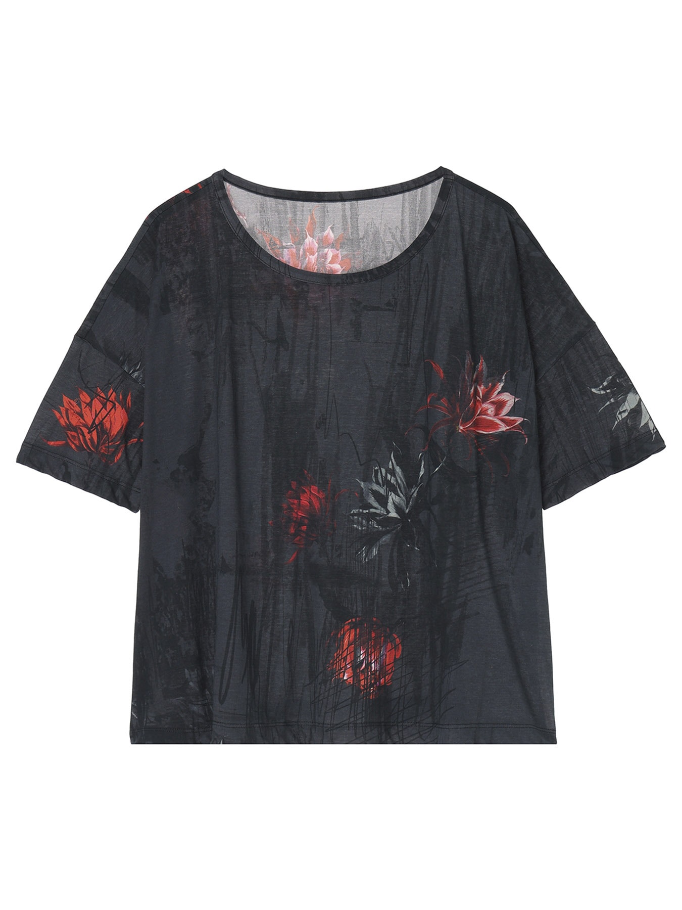 CACTUS FLOWER PRINT HALF SLEEVE T