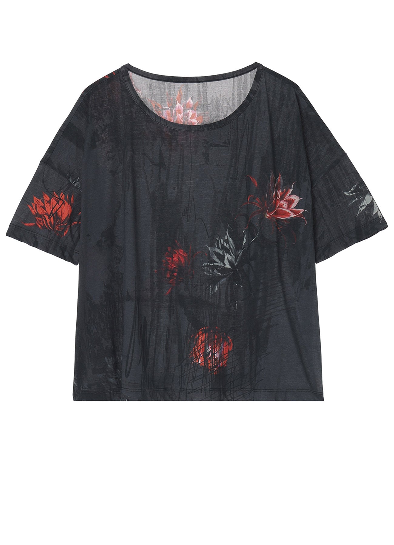 CACTUS FLOWER PRINT HALF SLEEVE T