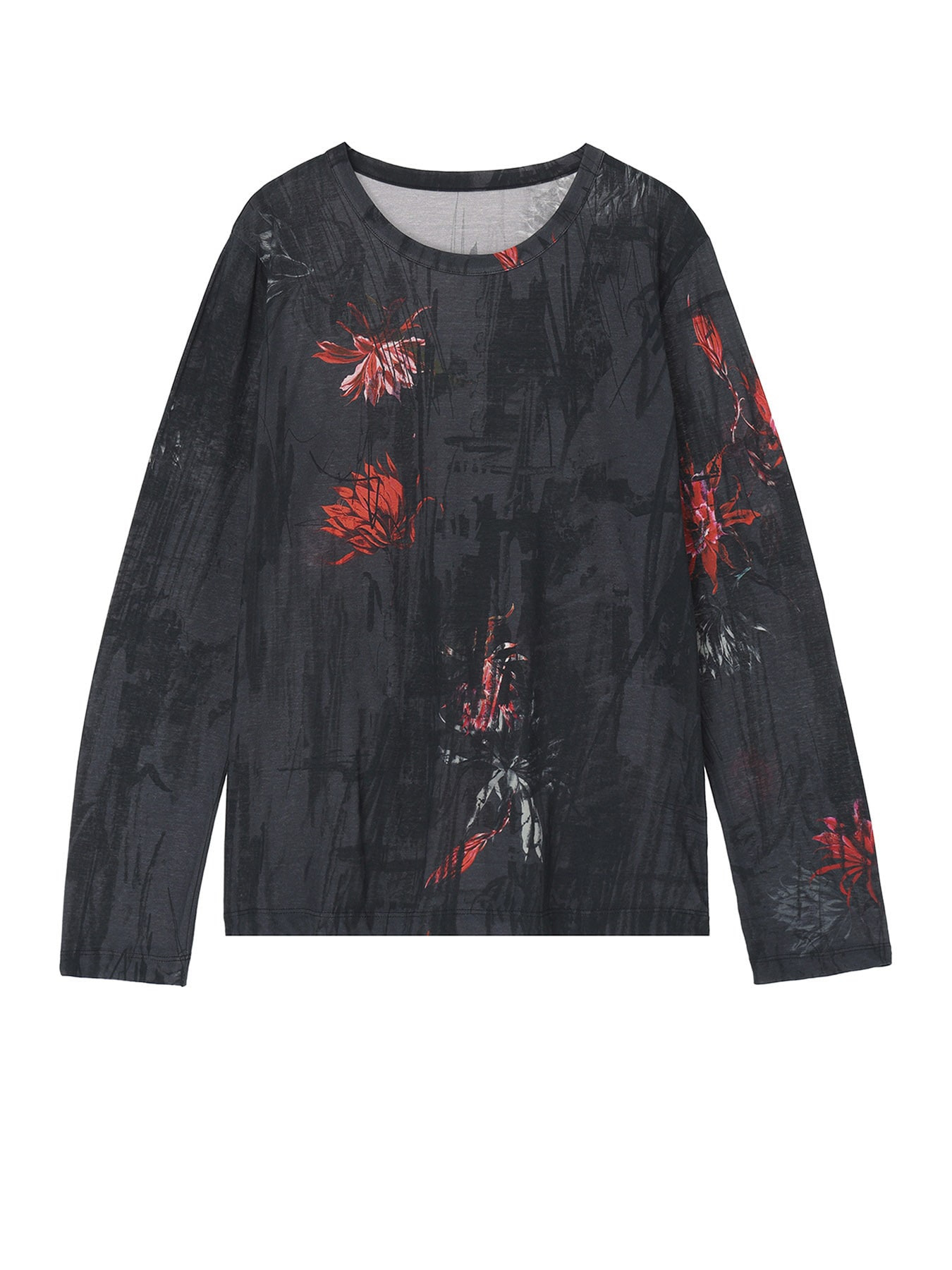 CACTUS FLOWER PRINT LONG SLEEVE T