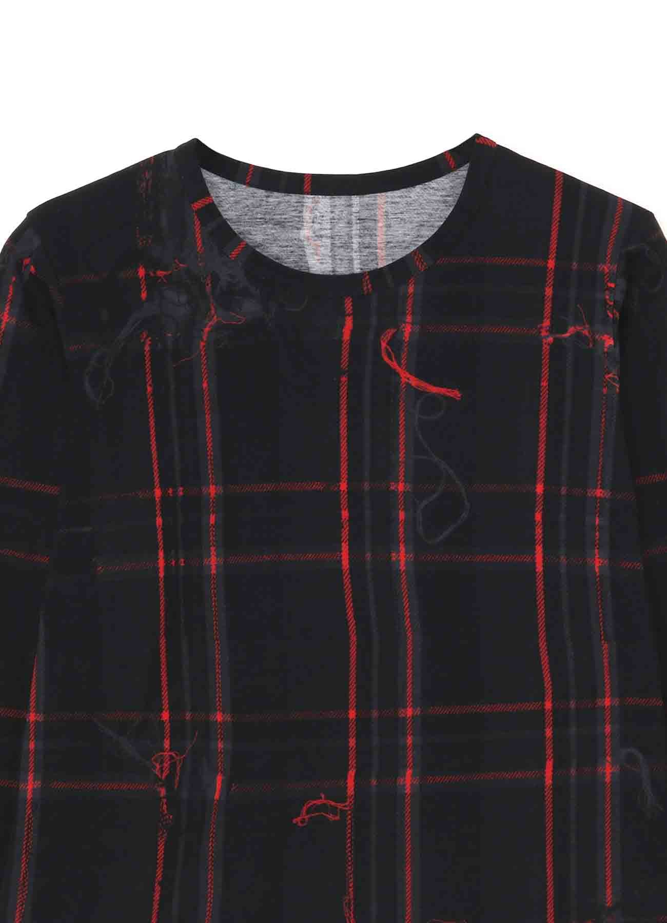 TWISTED CHECK ROUND NECK LONG SLEEVE