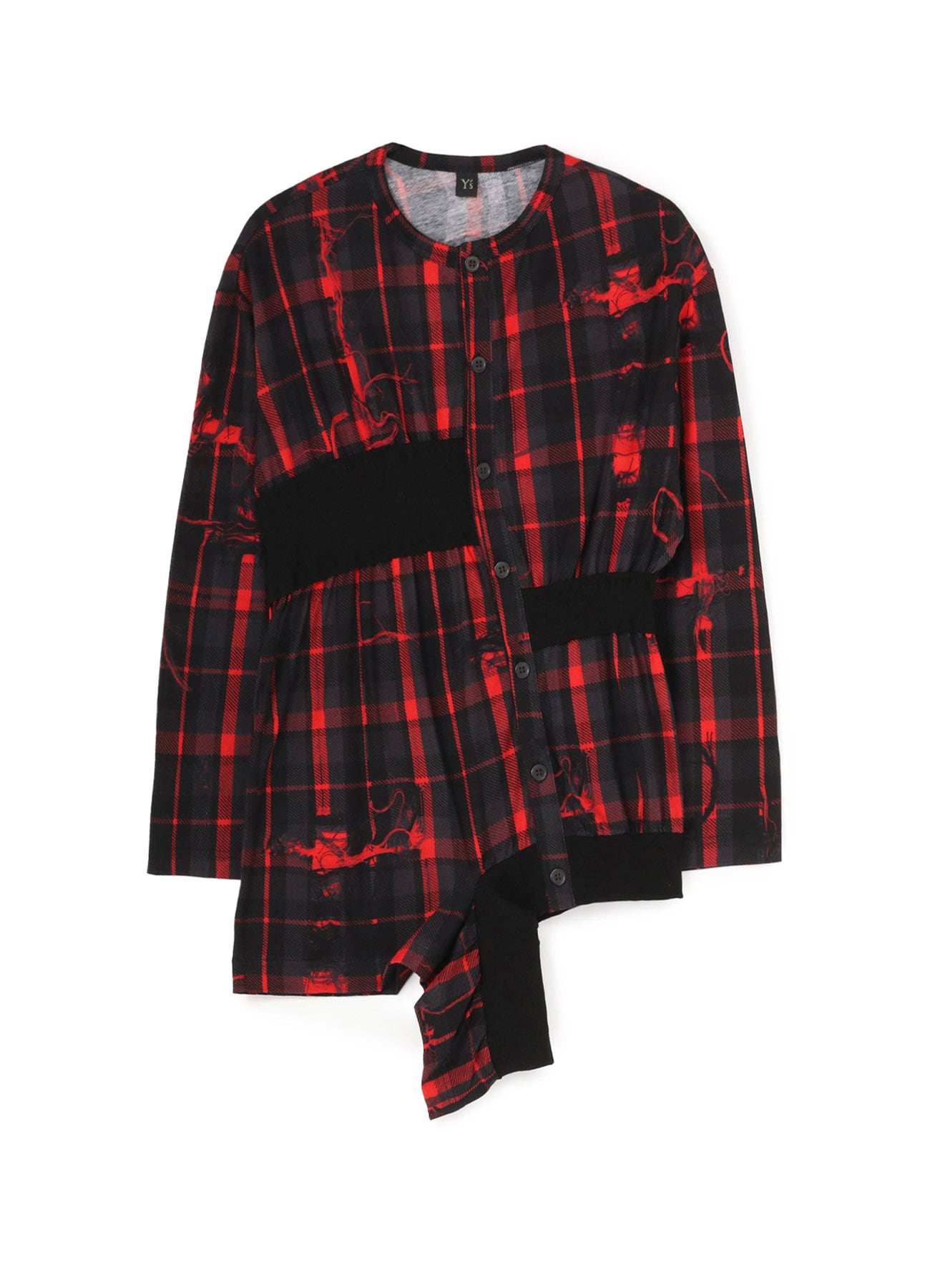 TWISTED CHECK DESIGN GATHER BLOUSE(S Red): Vintage 1.1 