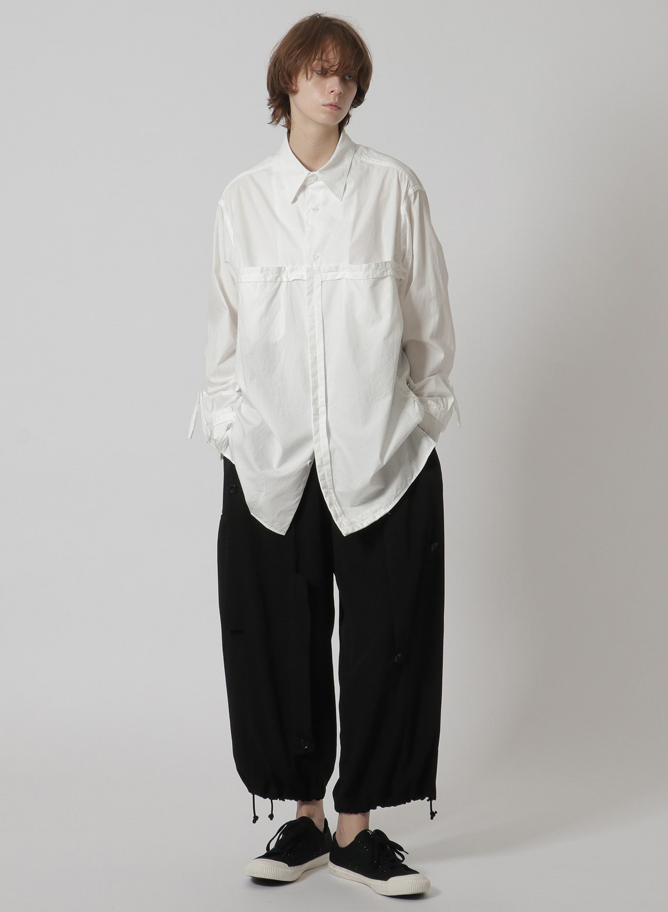 Y's-Black Name]COTTON TAPE FLAP POCKET SHIRT(S White): Y's｜THE 