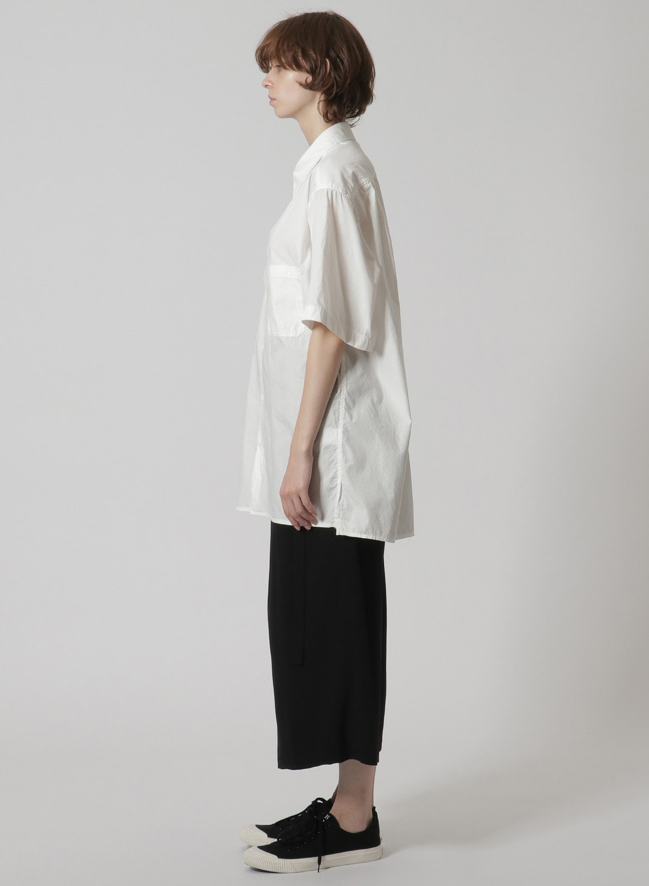 Y's-Black Name]COTTON TAPE SNAP SHIRT(S White): Y's｜THE SHOP 