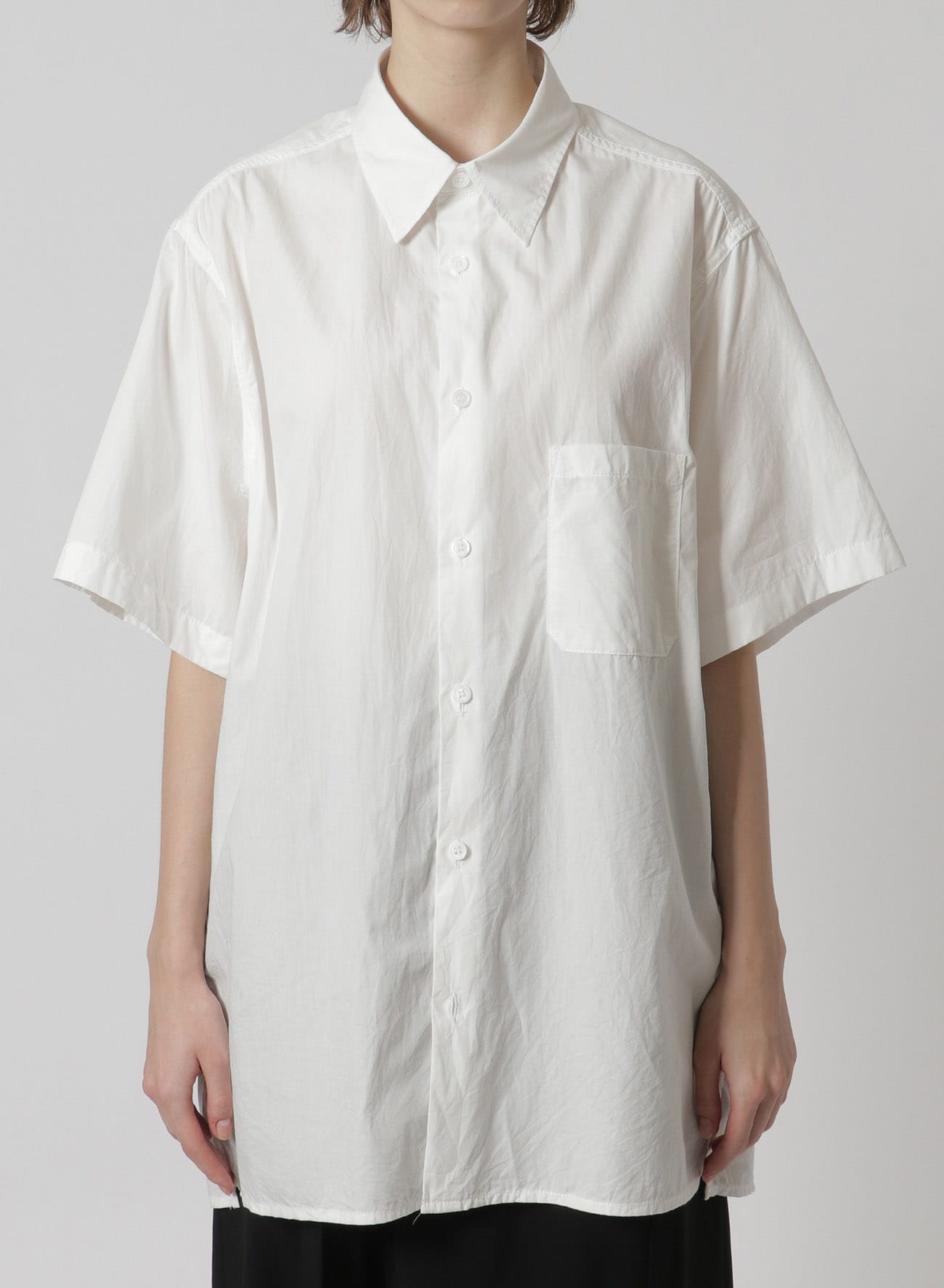 Y's-Black Name]COTTON TAPE SNAP SHIRT(S White): Y's｜THE SHOP 