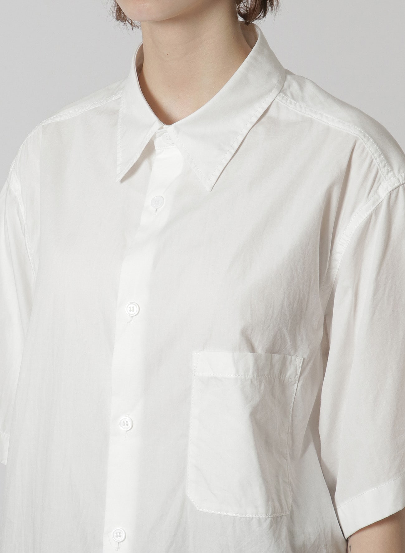 Y's-Black Name]COTTON STANDARD SHORT SLEEVE SHIRT(S White): Y's 