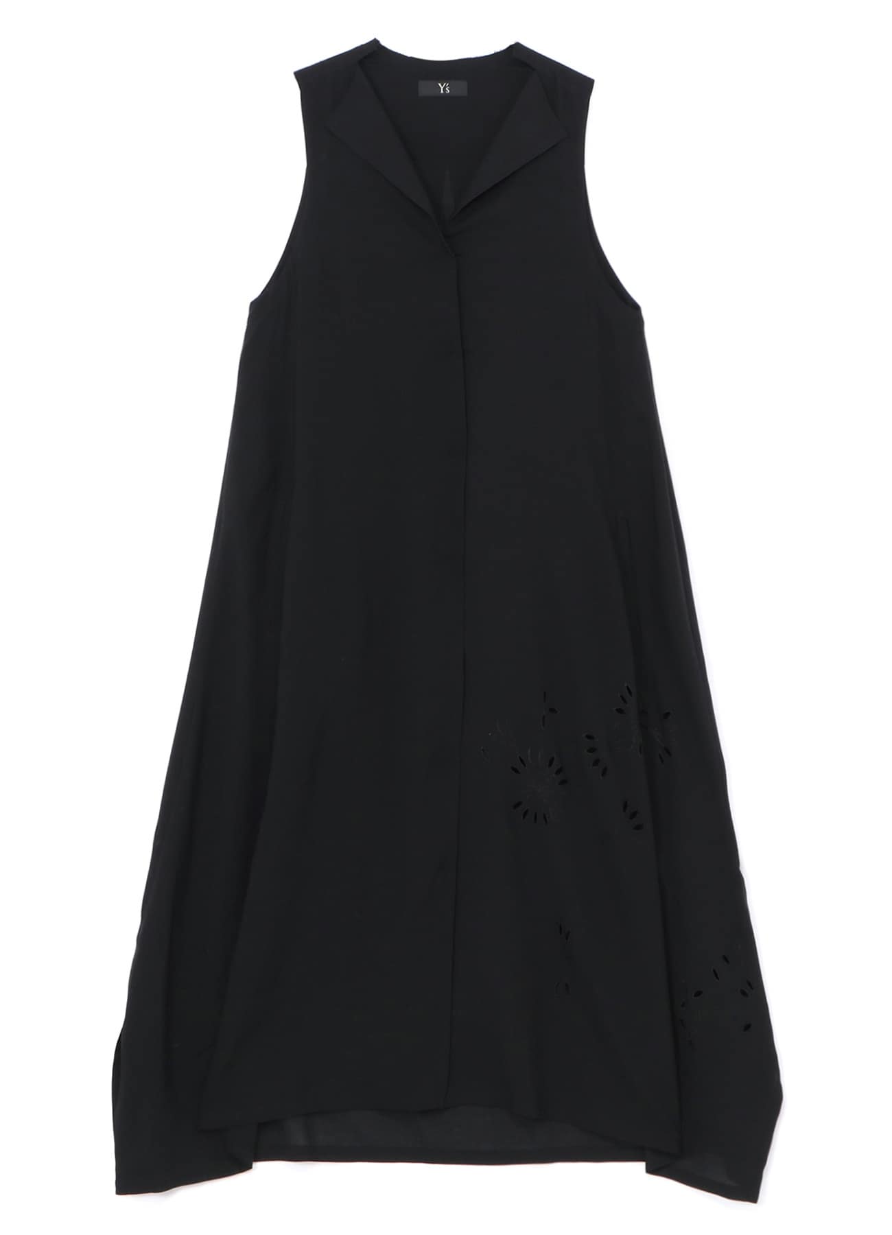 SLEEVELESS DRESS WITH NOTCHED LAPEL COLLAR(XS Black): Y's｜THE