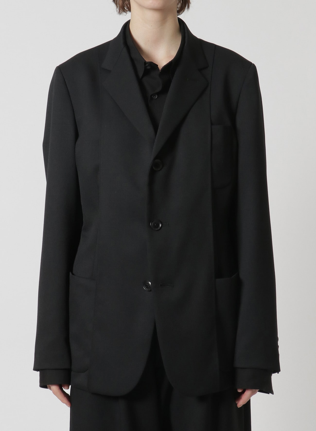 Y’s black 4B wool gabardine jacket