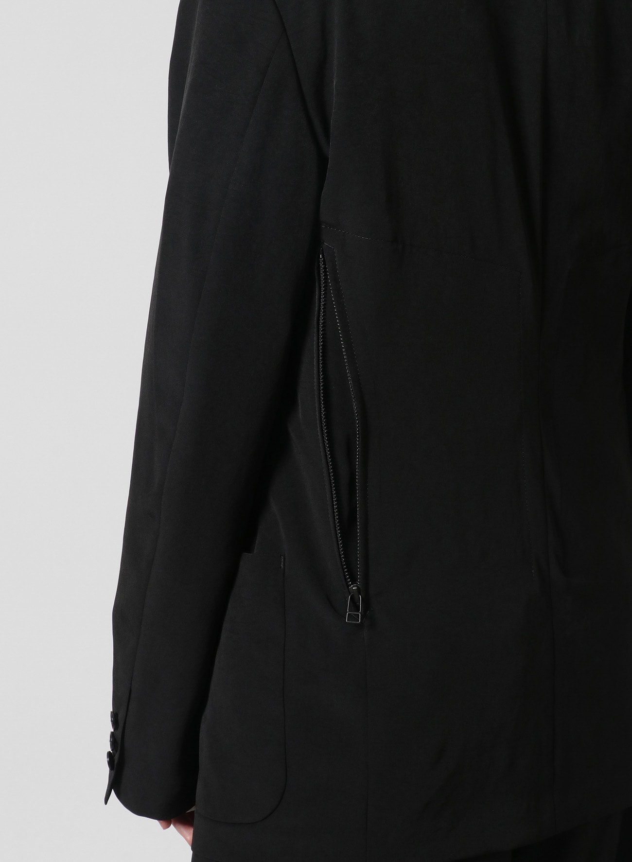 [Y's-Black Name]TRIACETATE POLYESTER CREPE de CHINE REVERSED LINING JACKET