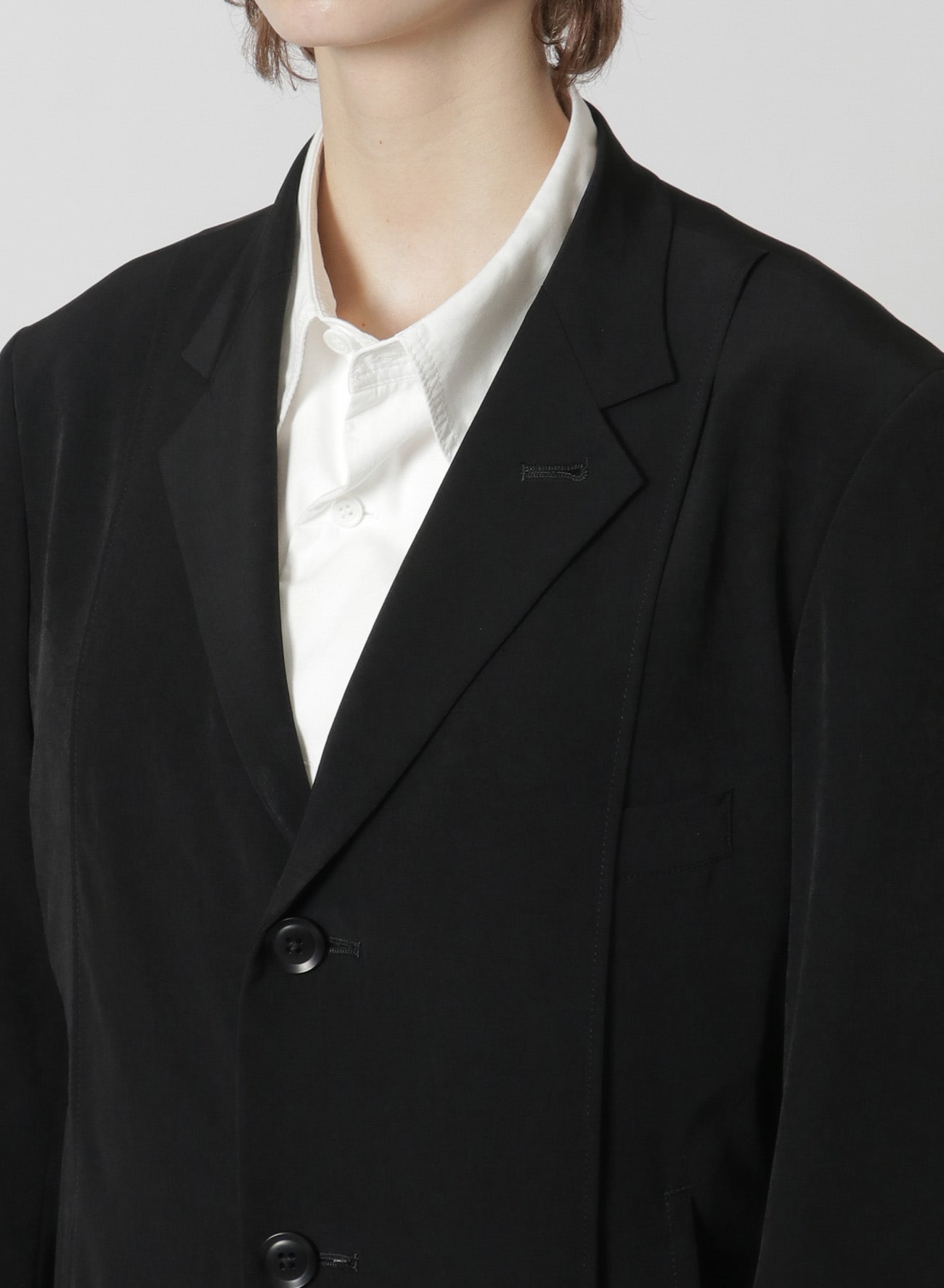 [Y's-Black Name]TRIACETATE POLYESTER CREPE de CHINE REVERSED LINING JACKET