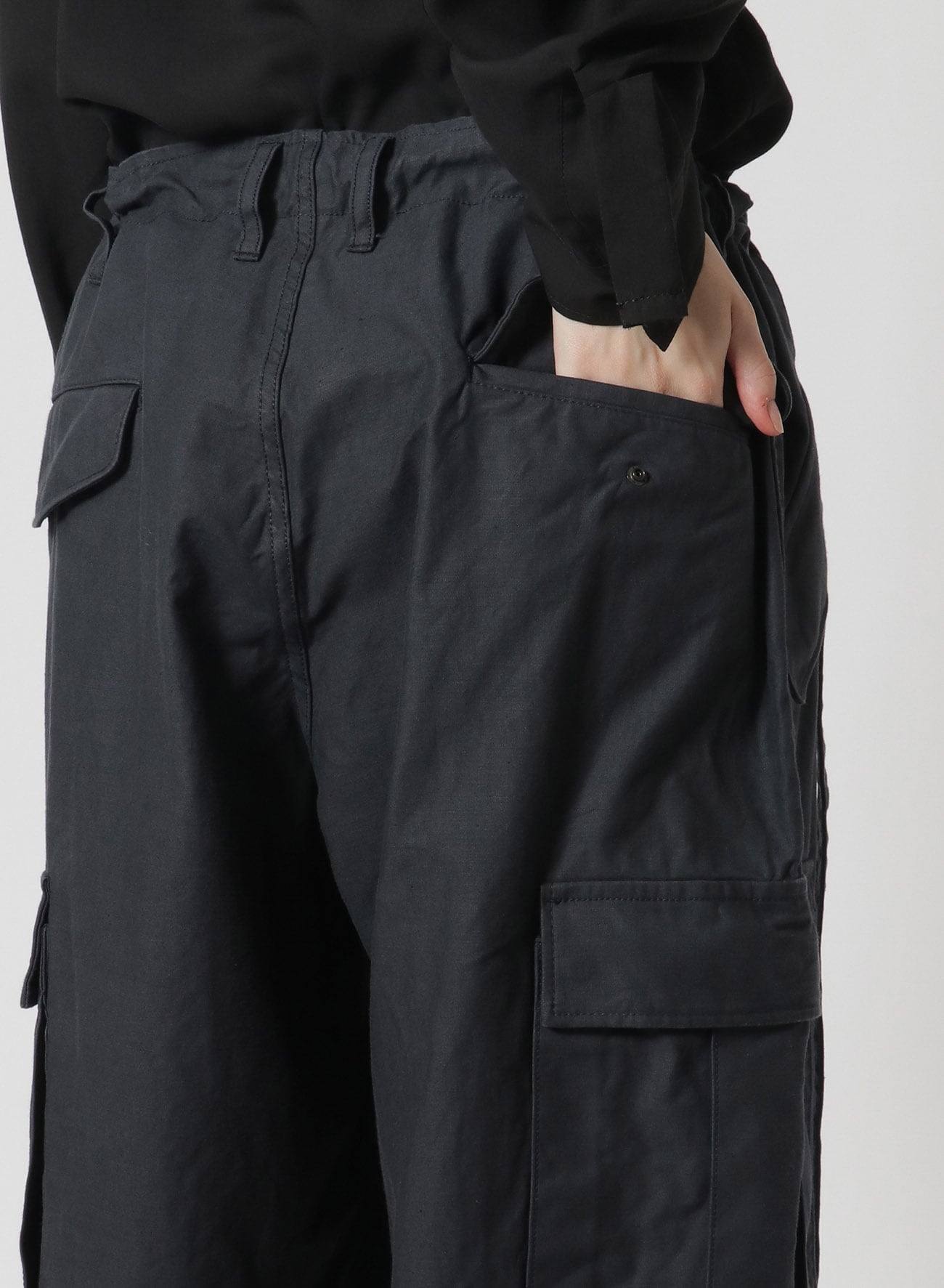 Y's-Black Name]BACKSIDE SULFURIZATION SATIN WRAP PANTS WITH 