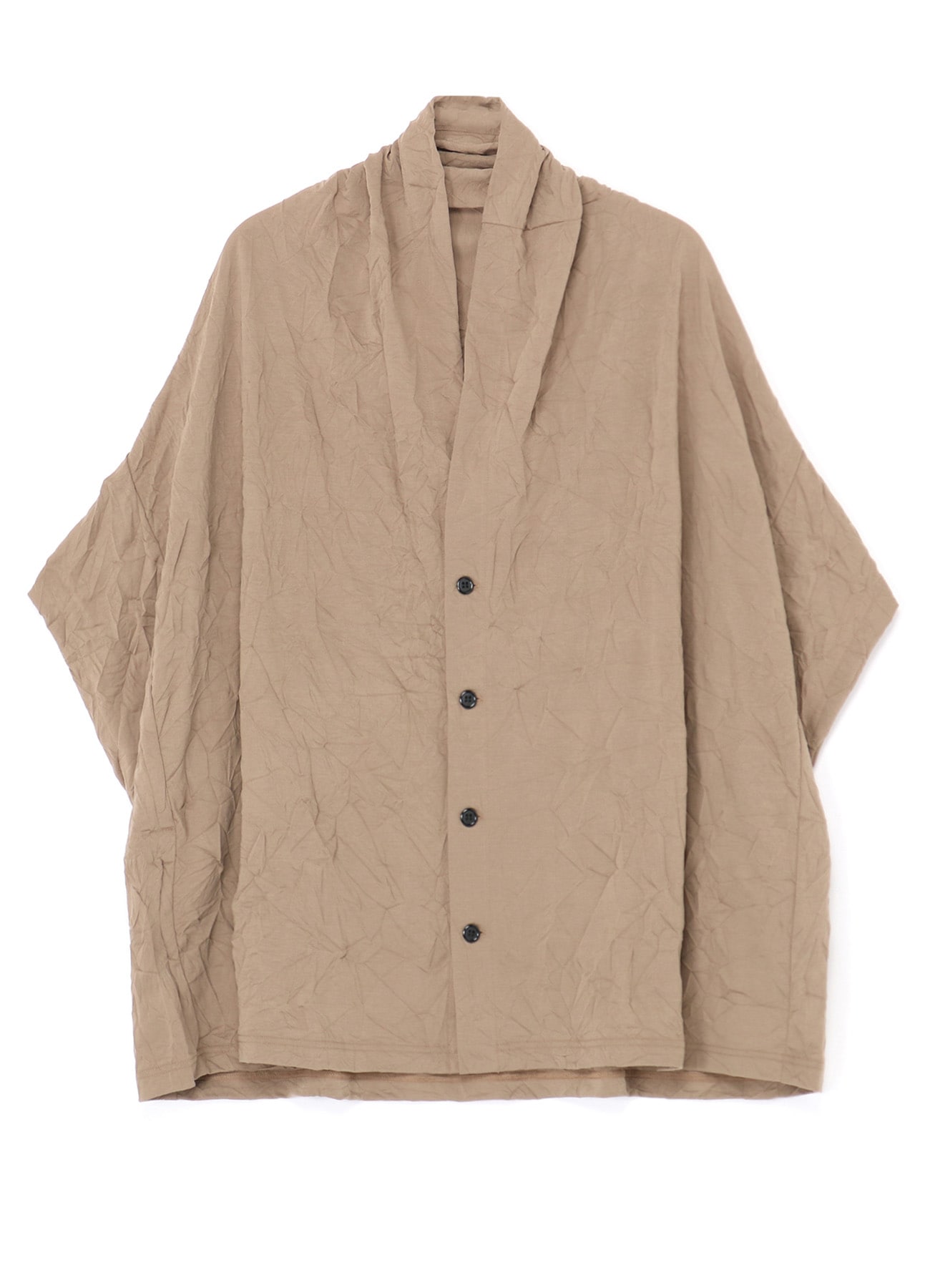 PONTE FABRIC WRINKLED RELAXED CARDIGAN