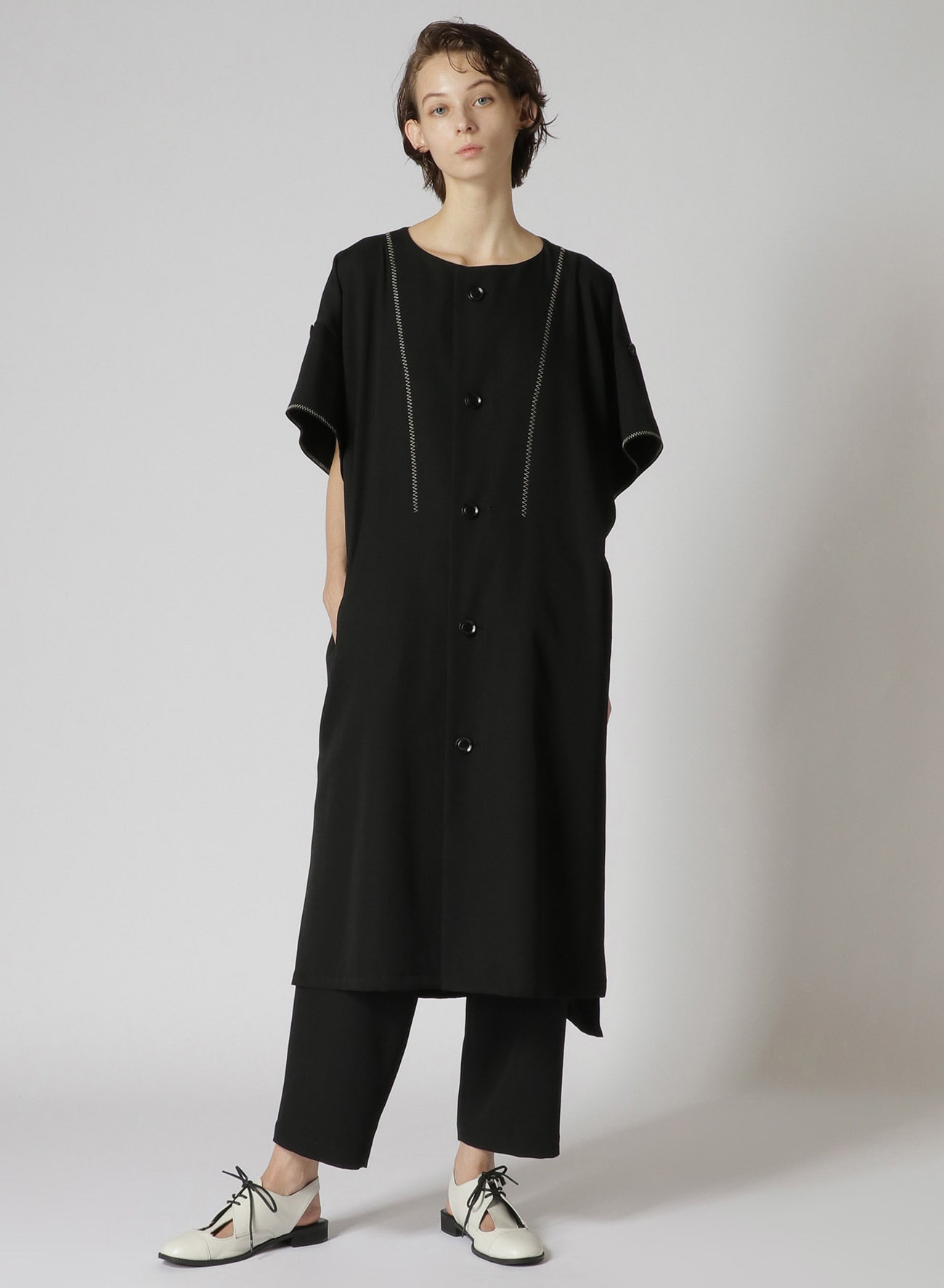 GABARDINE U-BACK EMBEDDED GUSSET DRESS(XS Black): Vintage 1.1｜THE ...