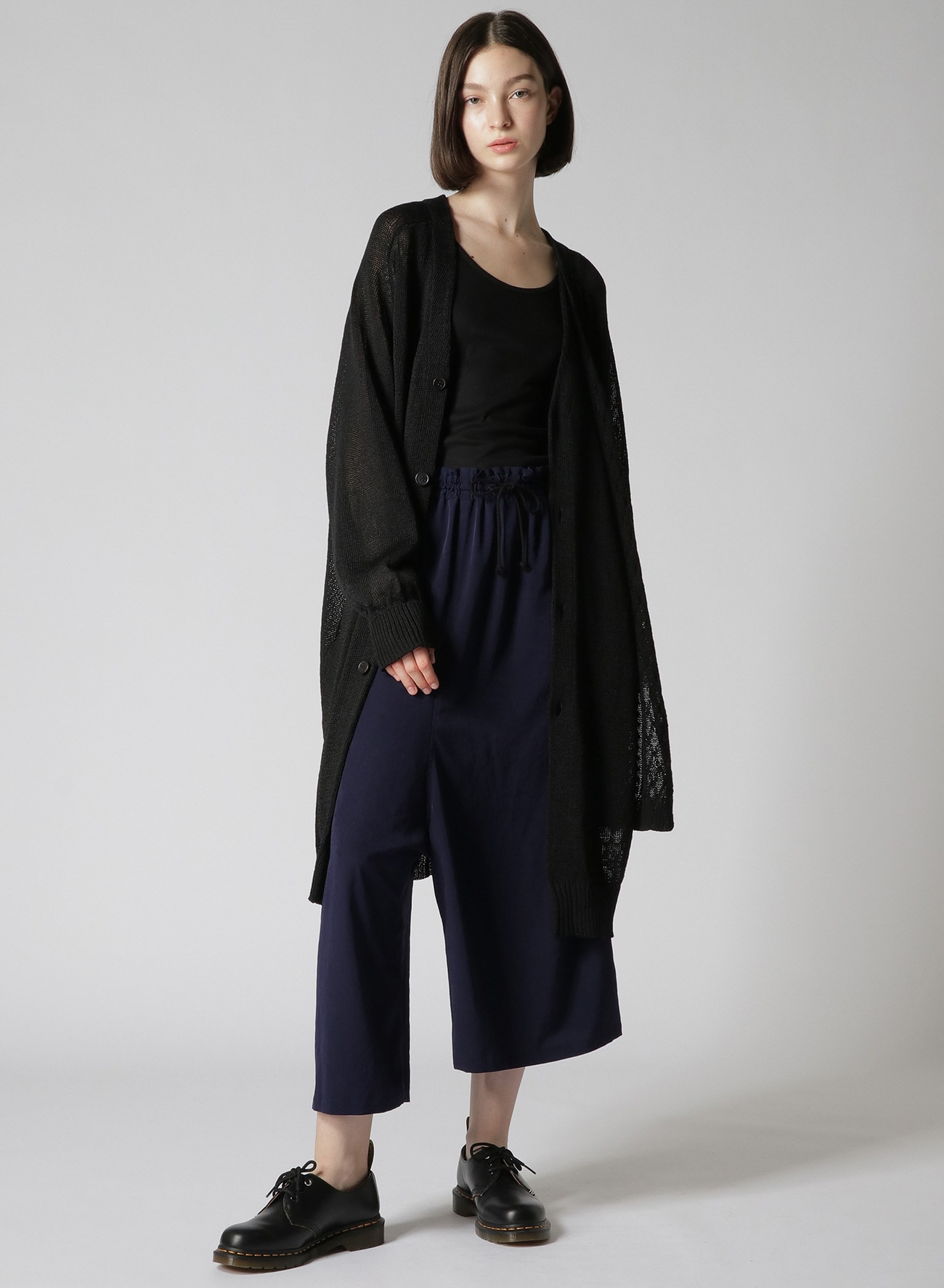 TRIACETATE POLYESTER CREPE de CHINE FRONT TUCK THICK PANTS