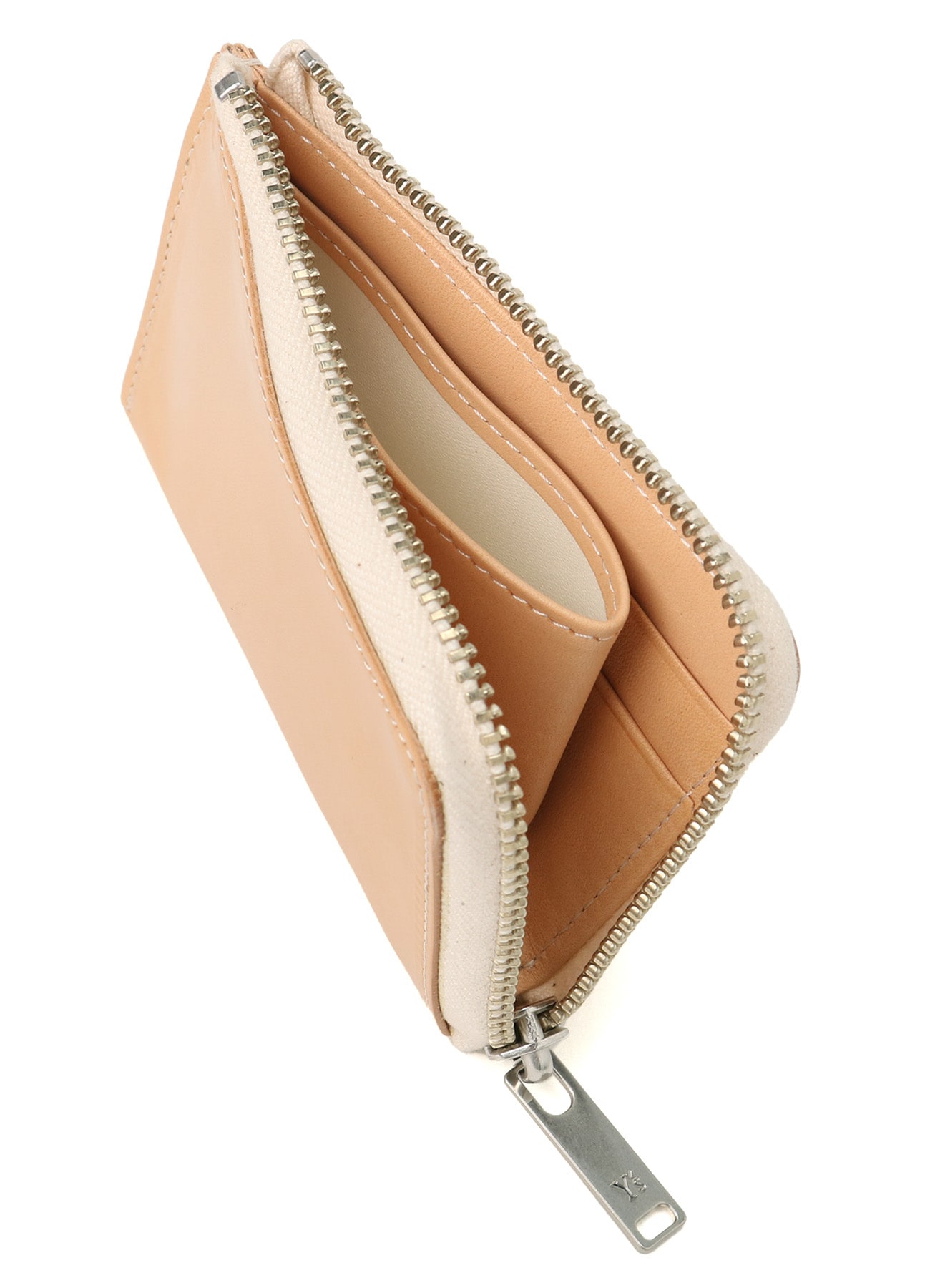 TANNED/ENAMEL-COATED LEATHER ZIPPERED CARD CASE