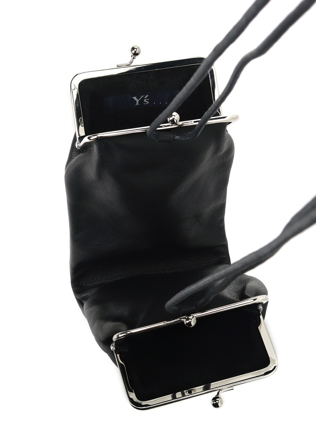 MINI LEATHER POUCH WITH CLASPS AND LEATHER STRAP