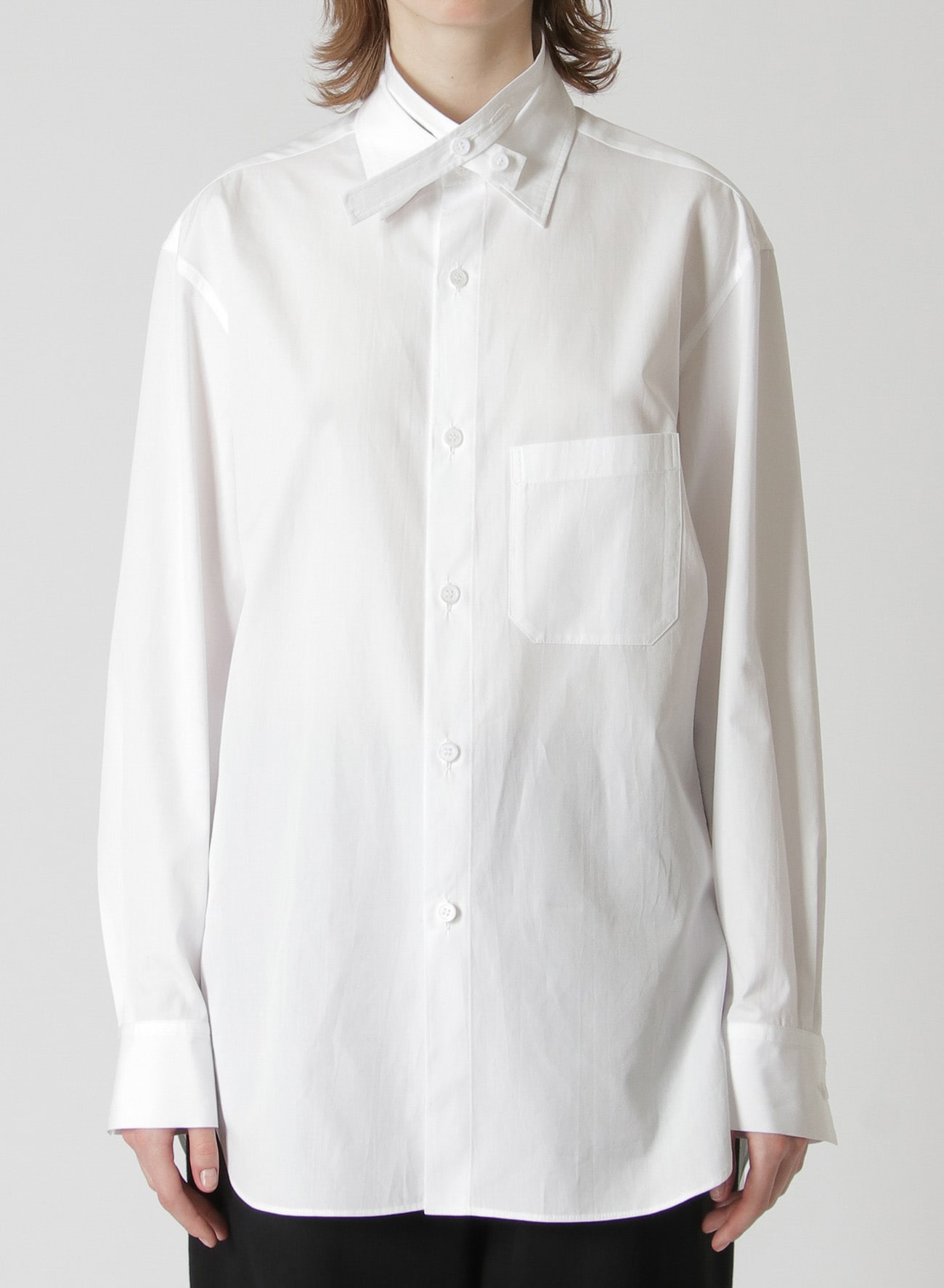 COTTON BROADCLOTH DOUBLE COLLAR SHIRT(XS White): Y's｜THE SHOP