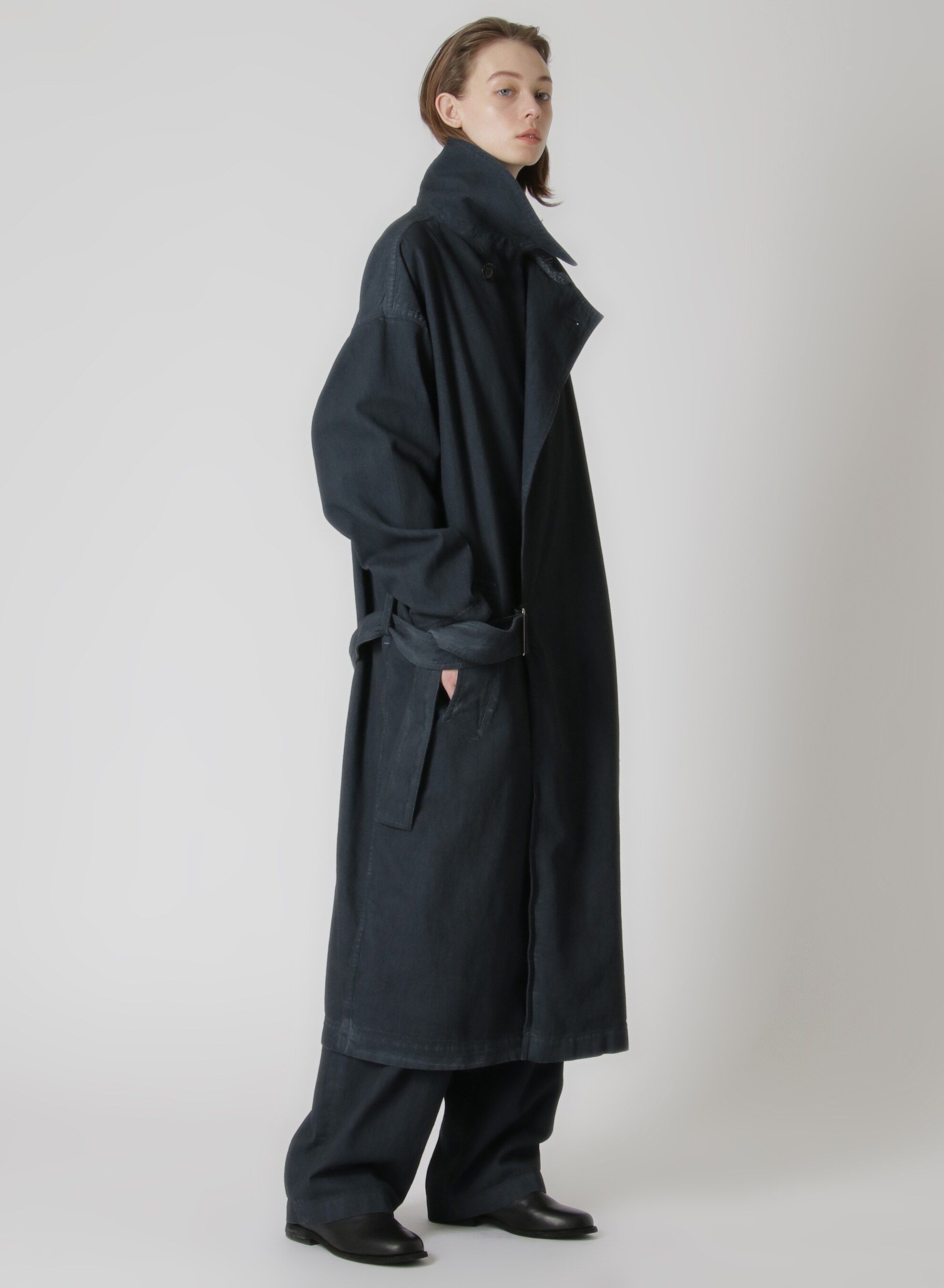 8oz DENIM TIELOCKEN COAT(XS Black): Y's｜THE SHOP YOHJI YAMAMOTO