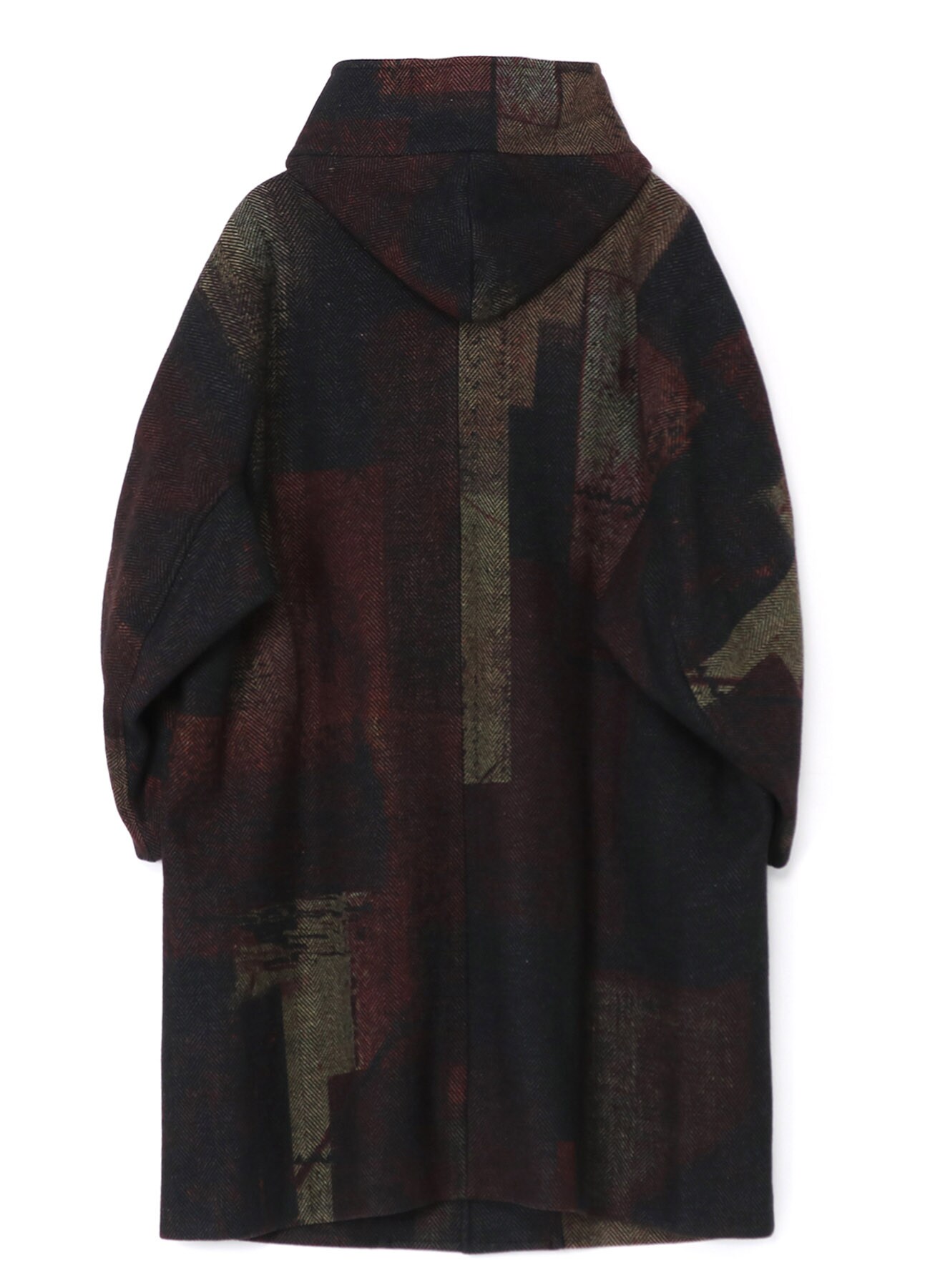 WOOL HERRINGBONE ABSTRACT PRINT COAT(XS Red): Y's｜THE SHOP YOHJI