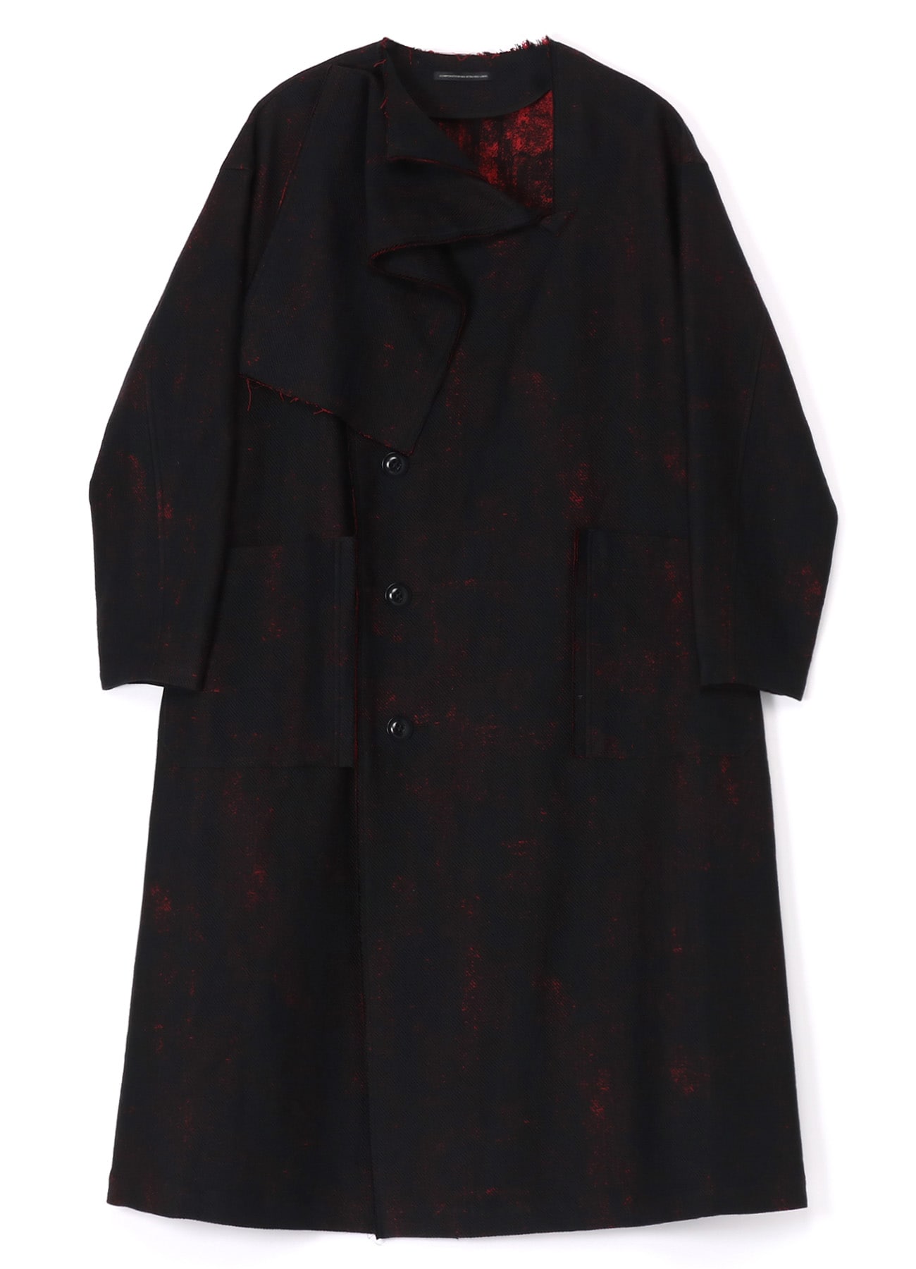 PRINTED COTTON FOLD-OVER COLLAR COAT