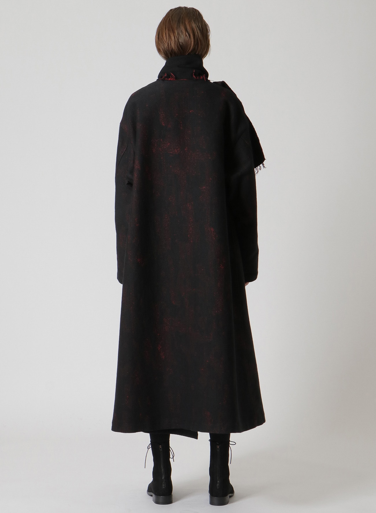 PRINTED COTTON FOLD-OVER COLLAR COAT