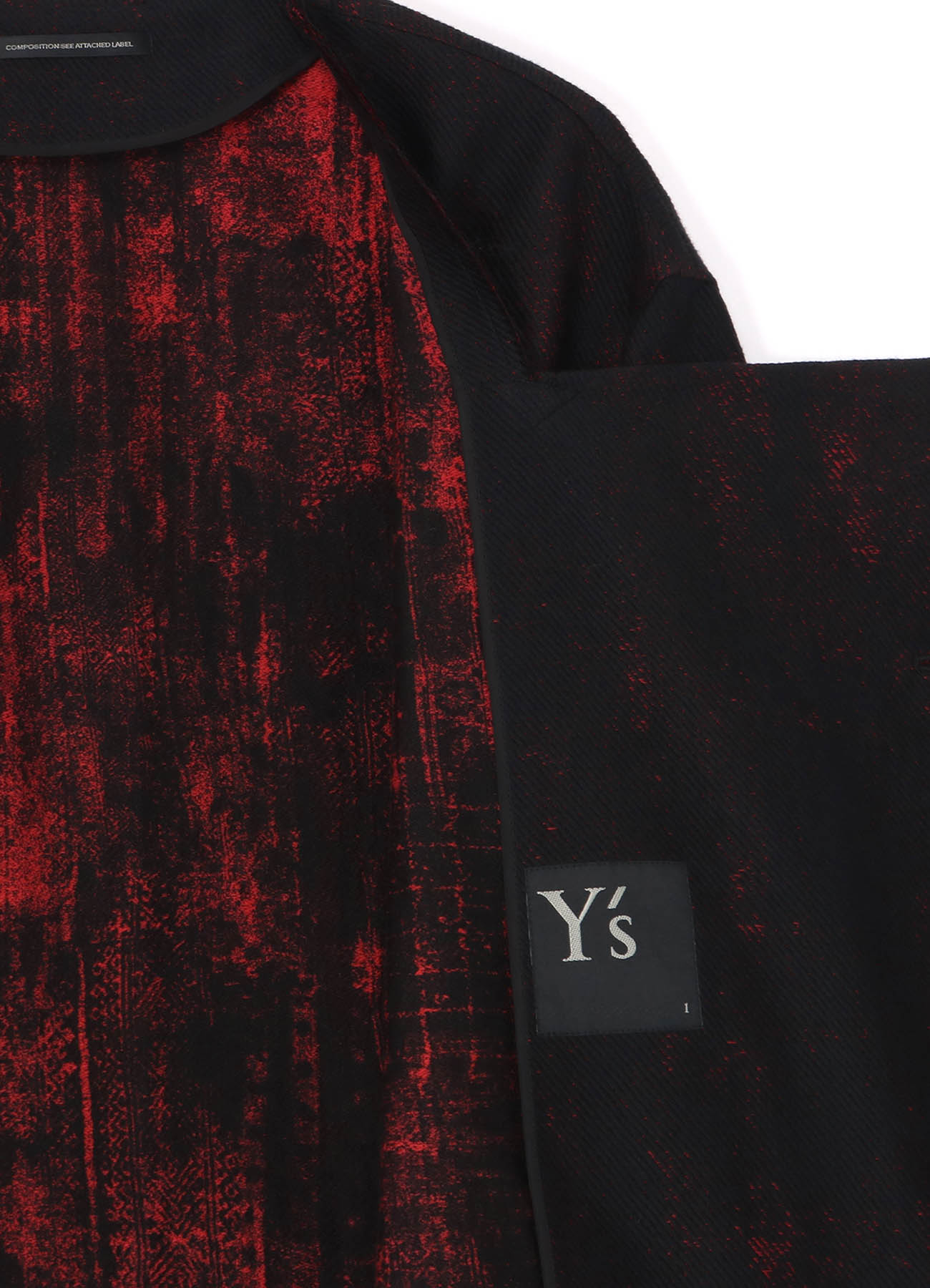 PRINTED COTTON FOLD-OVER COLLAR COAT(XS Black): Y's｜THE SHOP