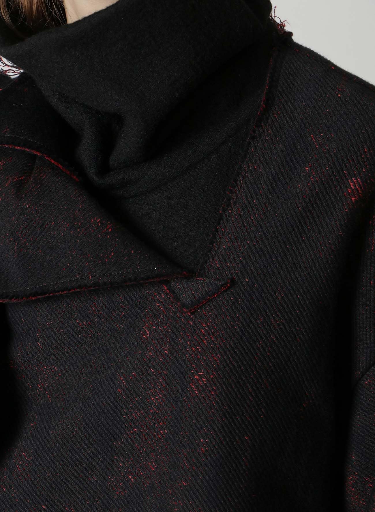 PRINTED COTTON FOLD-OVER COLLAR COAT