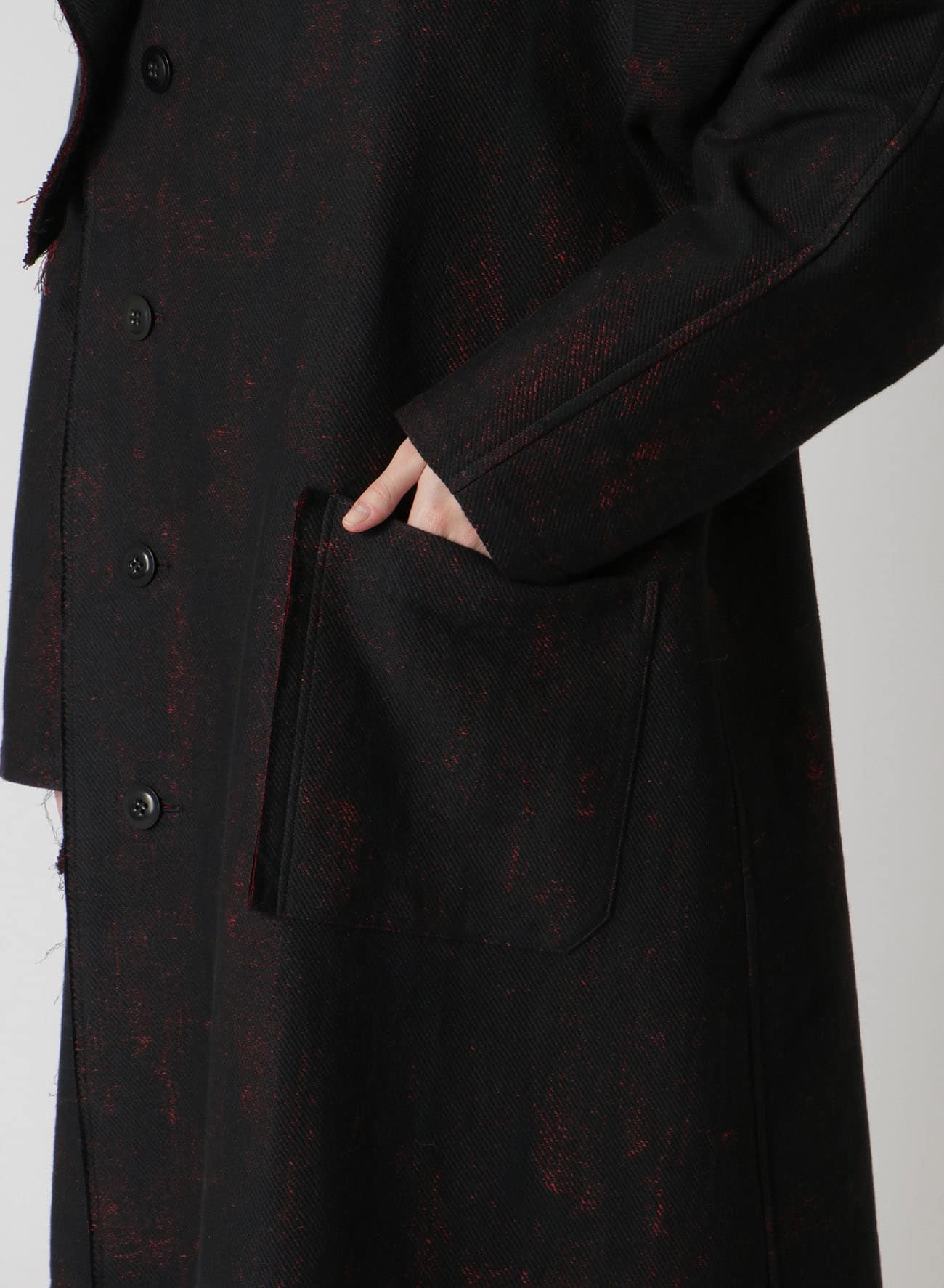 PRINTED COTTON FOLD-OVER COLLAR COAT