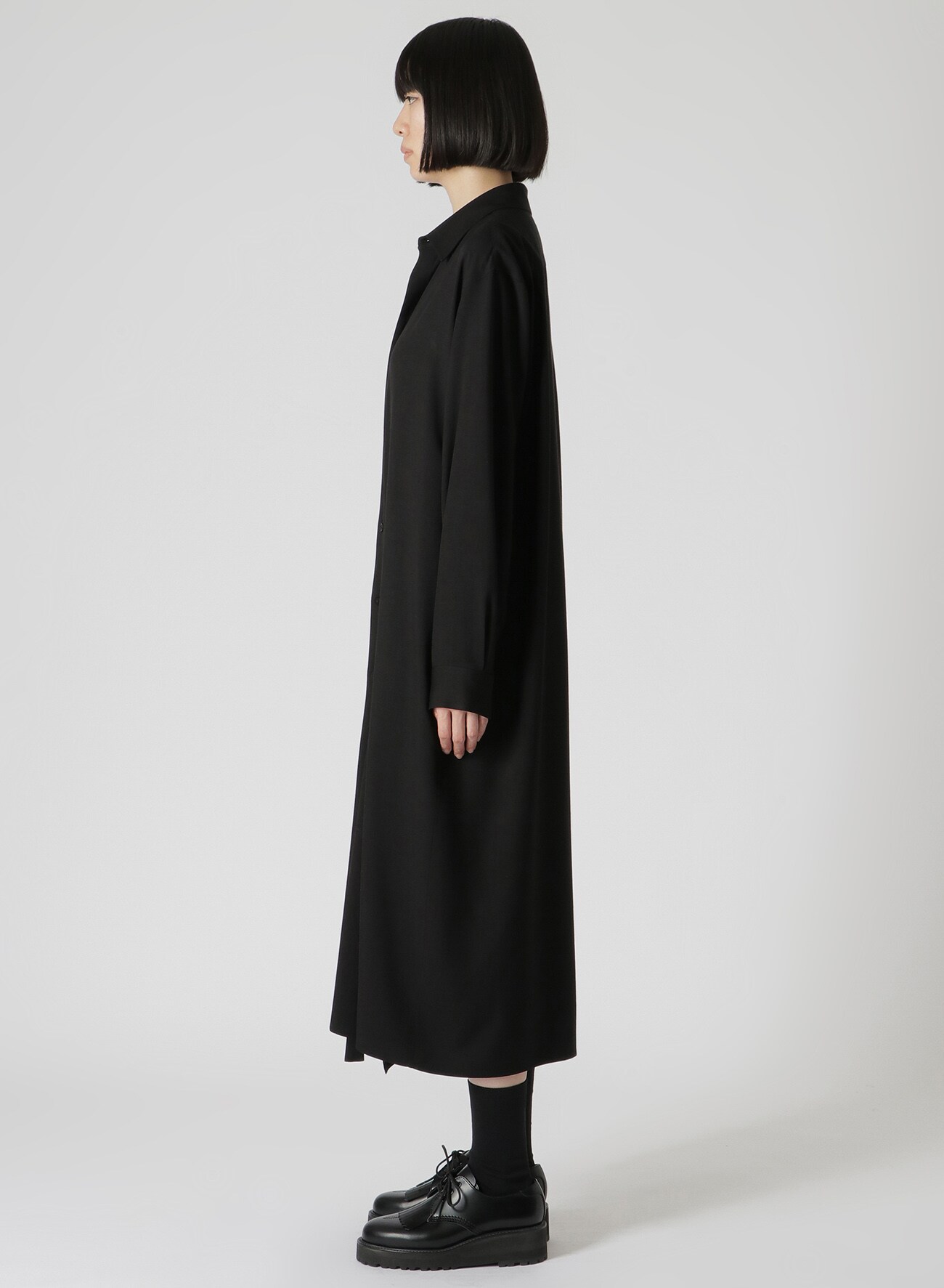 MICRO MODAL GABARDINE DOUBLE PLACKET DRESS(XS Black): Y's｜THE ...