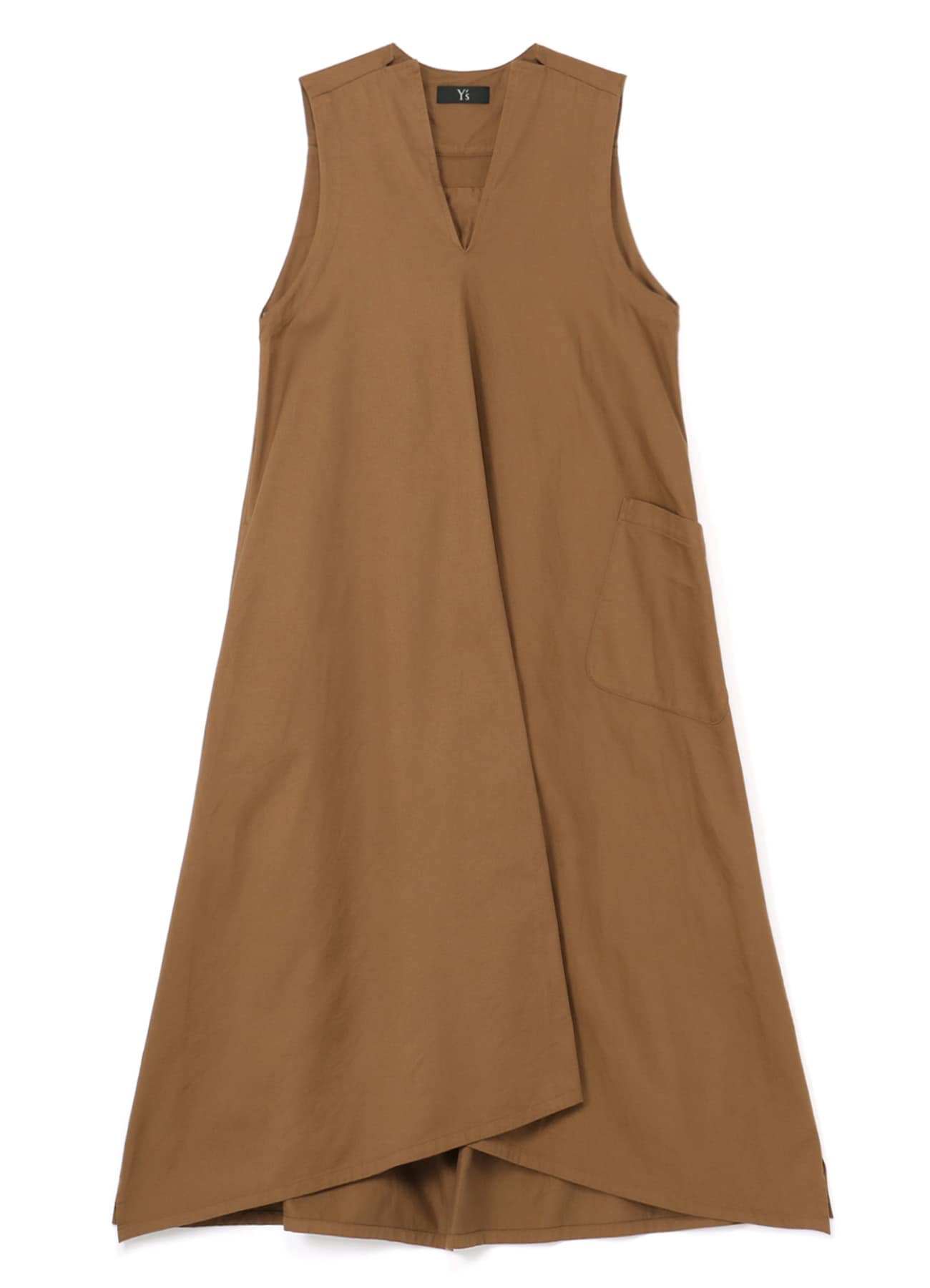 Y's BORN PRODUCT] COTTON TWILL V-NECK DRESS(S Brown): Y's｜THE 