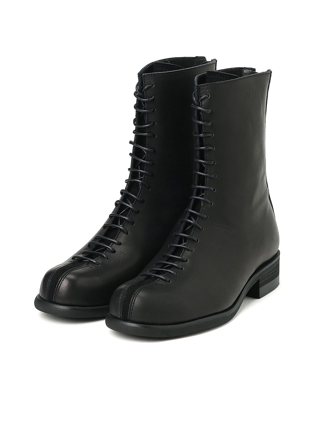 SEMI-GLOSS LEATHER LACE-UP BOOTS