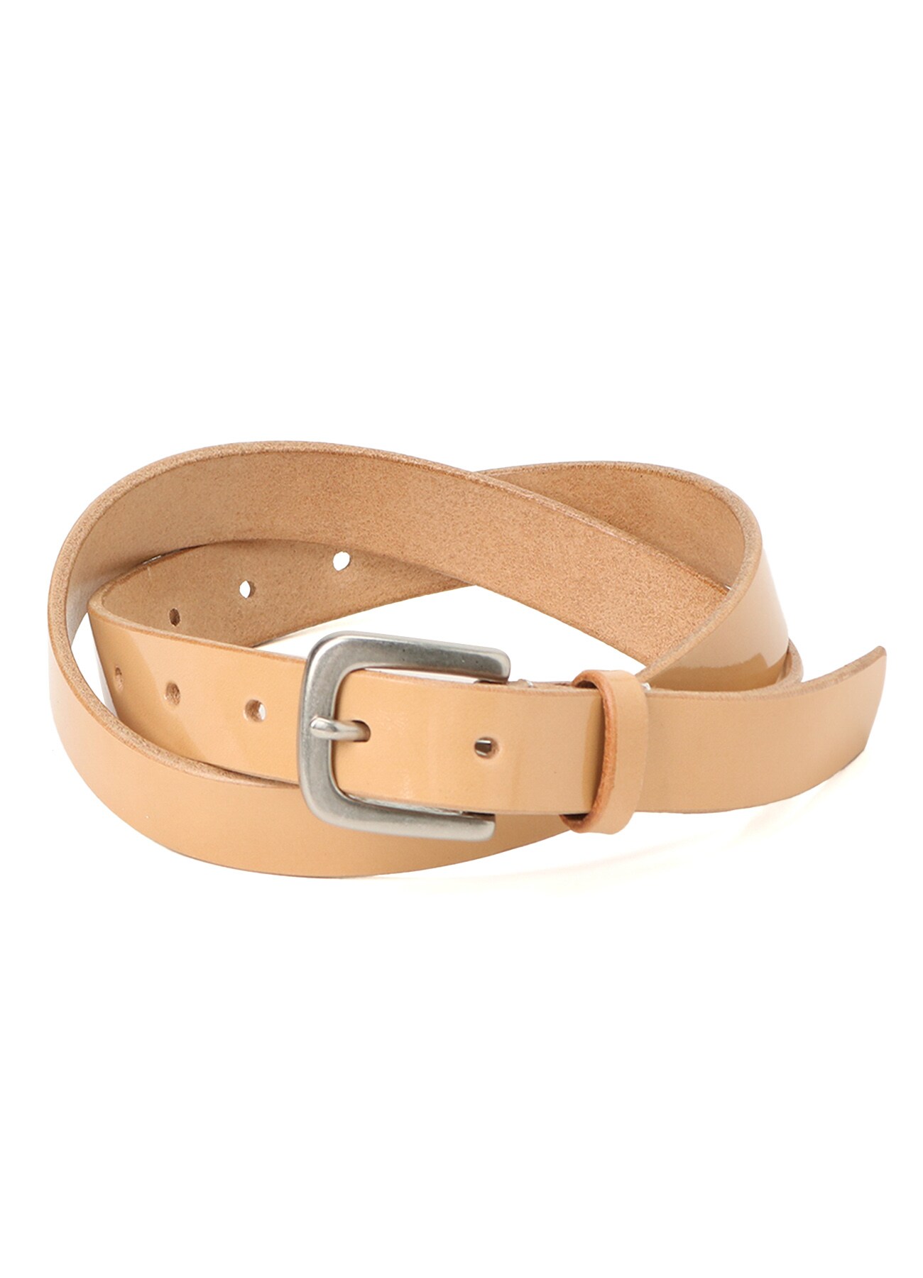 TANNED ENAMEL-COATED LEATHER 25MM BELT(S Beige): Y's｜THE SHOP