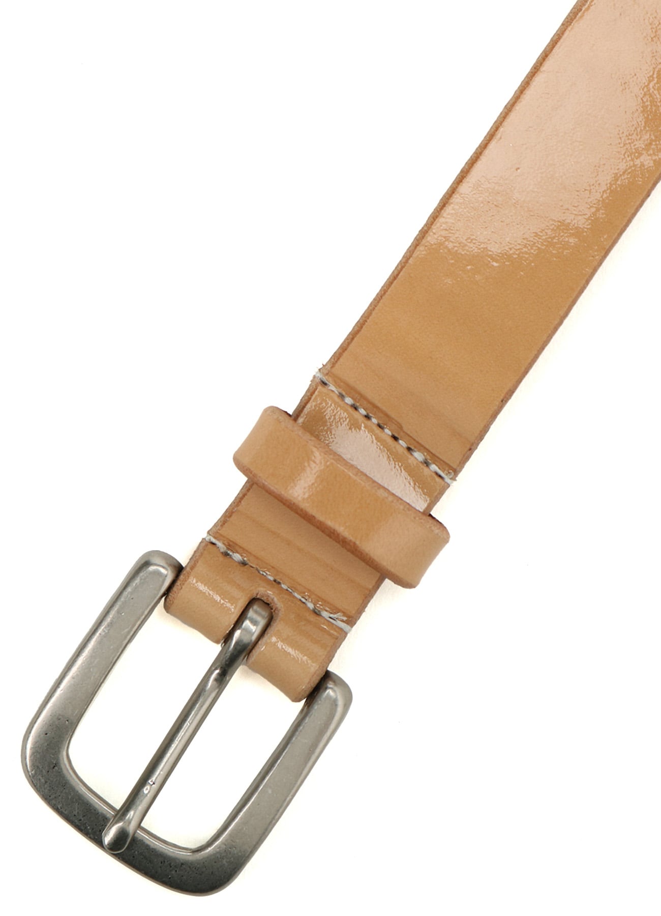 TANNED ENAMEL-COATED LEATHER 25MM BELT(S Beige): Y's｜THE SHOP