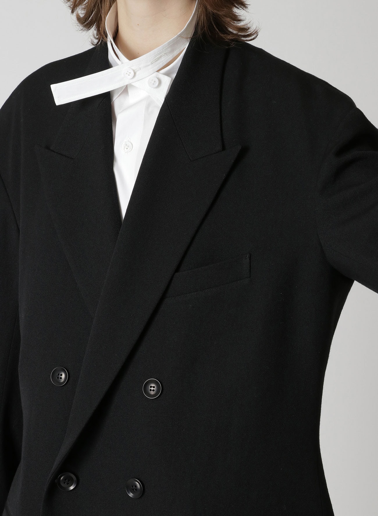 WOOL GABARDINE OVERSIZED TAILORED JACKET(XS Black): Y's｜THE SHOP