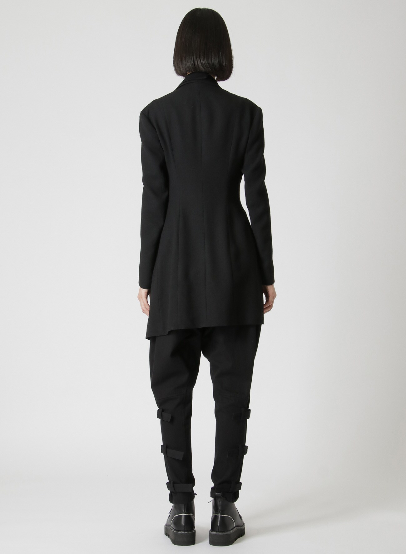 WASH-TREATED WOOL/RAYON DOUBLE LEFT PANEL JACKET(XS Black): Y's