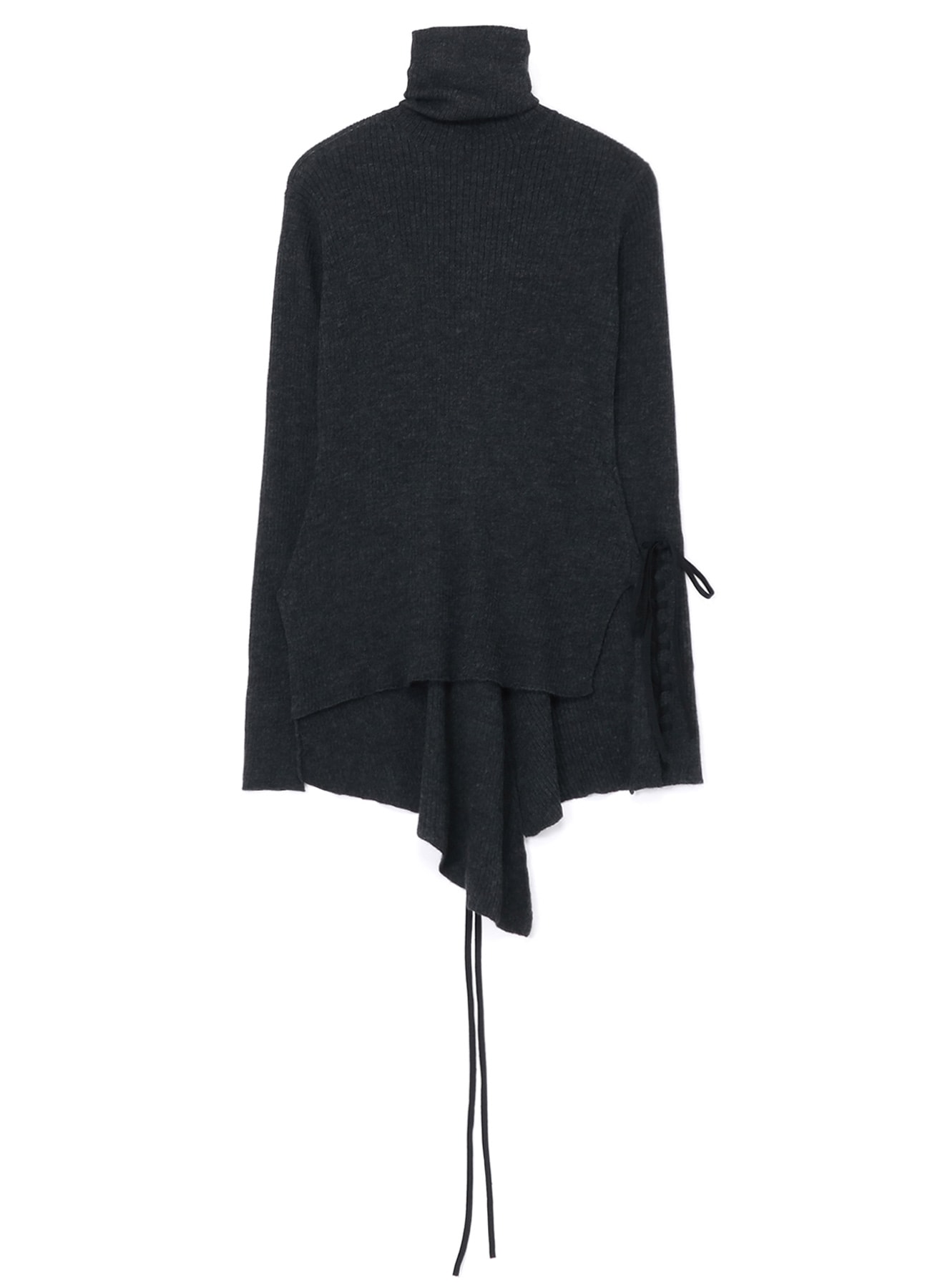 WOOL LACE-UP BACK/SLEEVE DETAIL SWEATER(S Charcoal): Y's｜THE SHOP