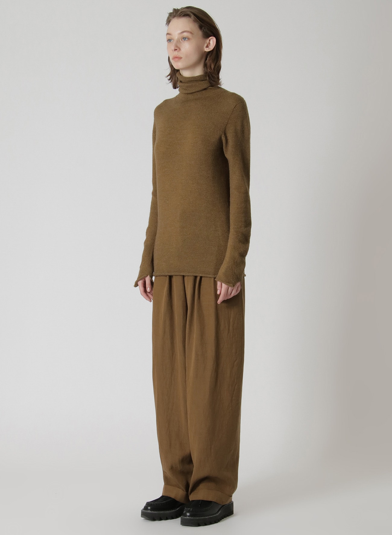 ALPACA BLEND DRAPEY SLEEVE TURTLENECK