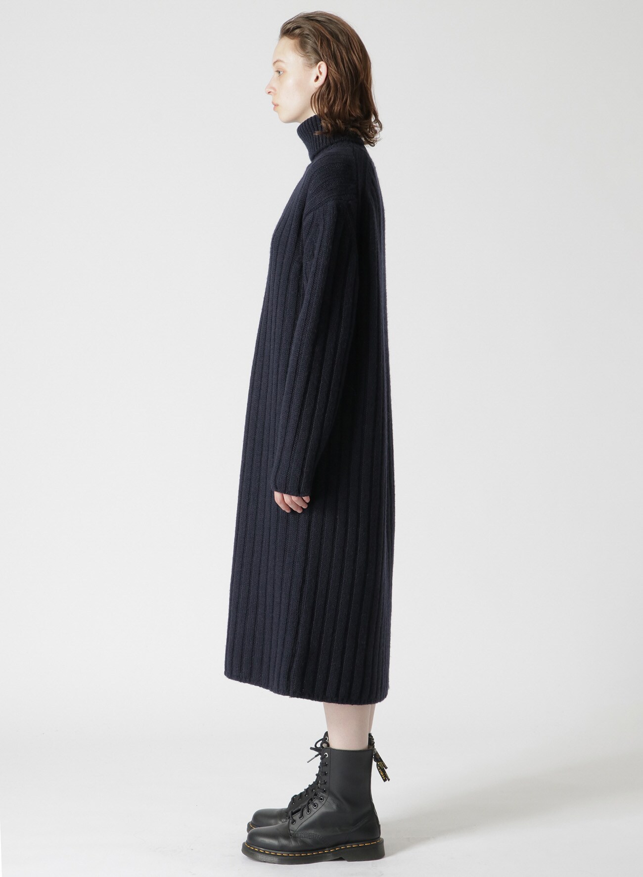 WIDE RIB STITCH LONG DRESS(S Navy): Vintage 1.1｜THE SHOP YOHJI 