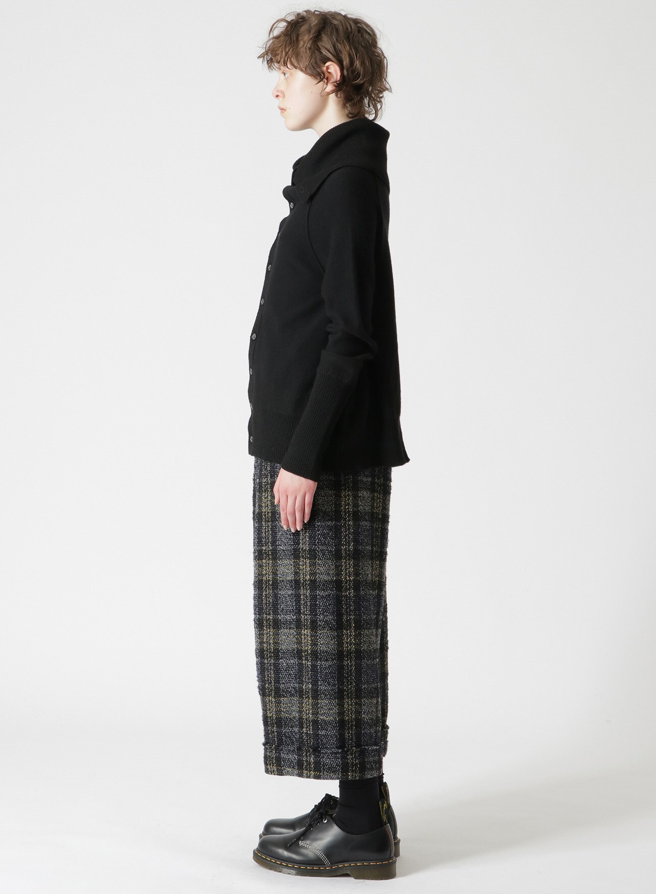 SIDE DRAPE DETAIL KNITTED CARDIGAN(S Black): Y's｜THE SHOP YOHJI